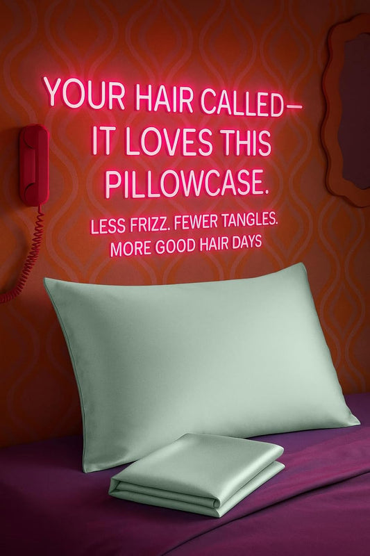 Satin Pillowcase with Zipper, for Hair and Skin Care, Feels Soft and Cool like a Silk Pillowcase, Satin Pillow Cases 2 Pack, Slik Pillow Cover, Mint - Standard Size, Set of 2