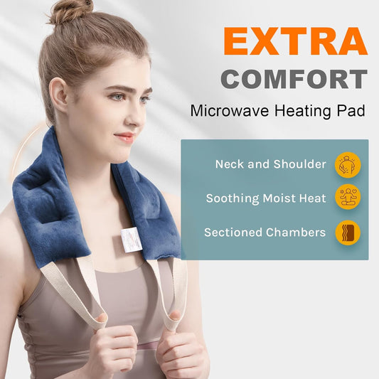 Heating Pad for Neck Shoulders and Back Microwavable Wrap Weighted Neck Warmer 32X5In Microwave Heat Wrap Rice Beanbag Lavender Scented 1.5Pounds