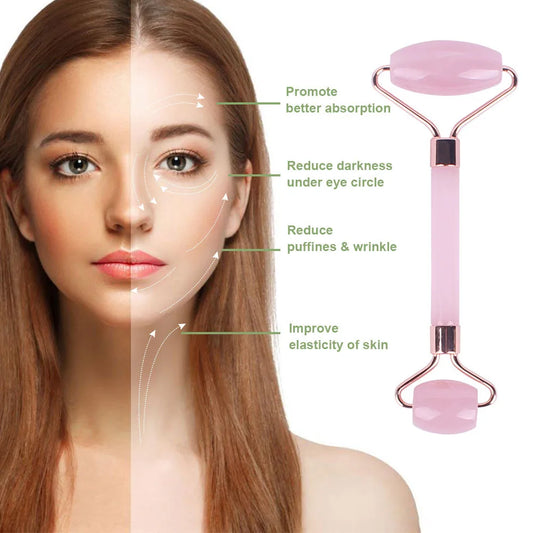 1Pc Pink Quartz Roller for Face