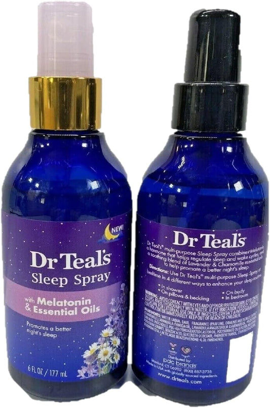 Dr. Teal'S Sleep Spray with Melatonin & Essential Oils Gift Set (2 Pack, 6 Fl Oz Ea.) - Nighttime Therapy Formula with Chamomile & Lavender - Ease Sore Muscles While Promoting a Better Nights Sleep