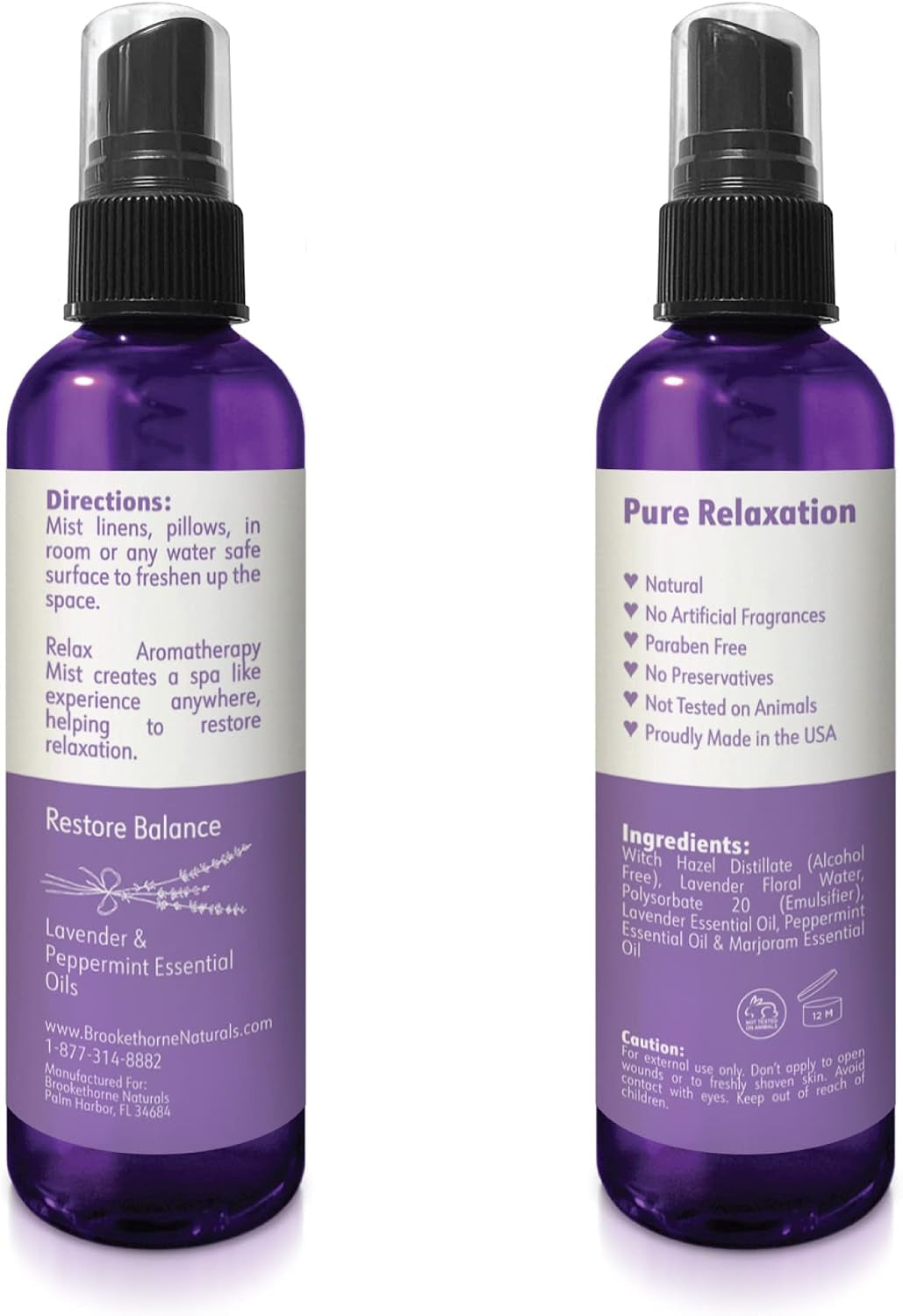 Relax Lavender Spray for Sleep, Natural Linen Spray for Bedding, Perfect Lavender Pillow Spray for Sleep. Aromatherapy Bed Spray with Lavender & Peppermint Essential Oils by 4Oz