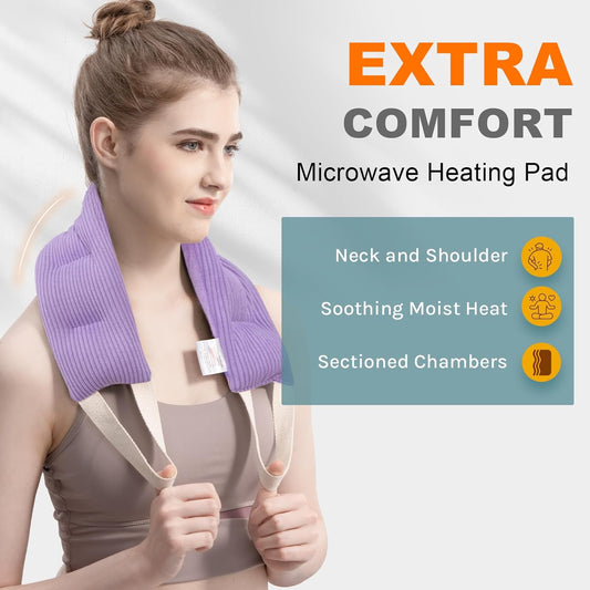 Heating Pad for Neck and Shoulders and Back Moist Small Microwavable Neck Wrap Warmer Weighted Heat Wrap Microwave Heatable Rice Beanbag Cervical Hot Pack Lavender Scented 1.5Pounds
