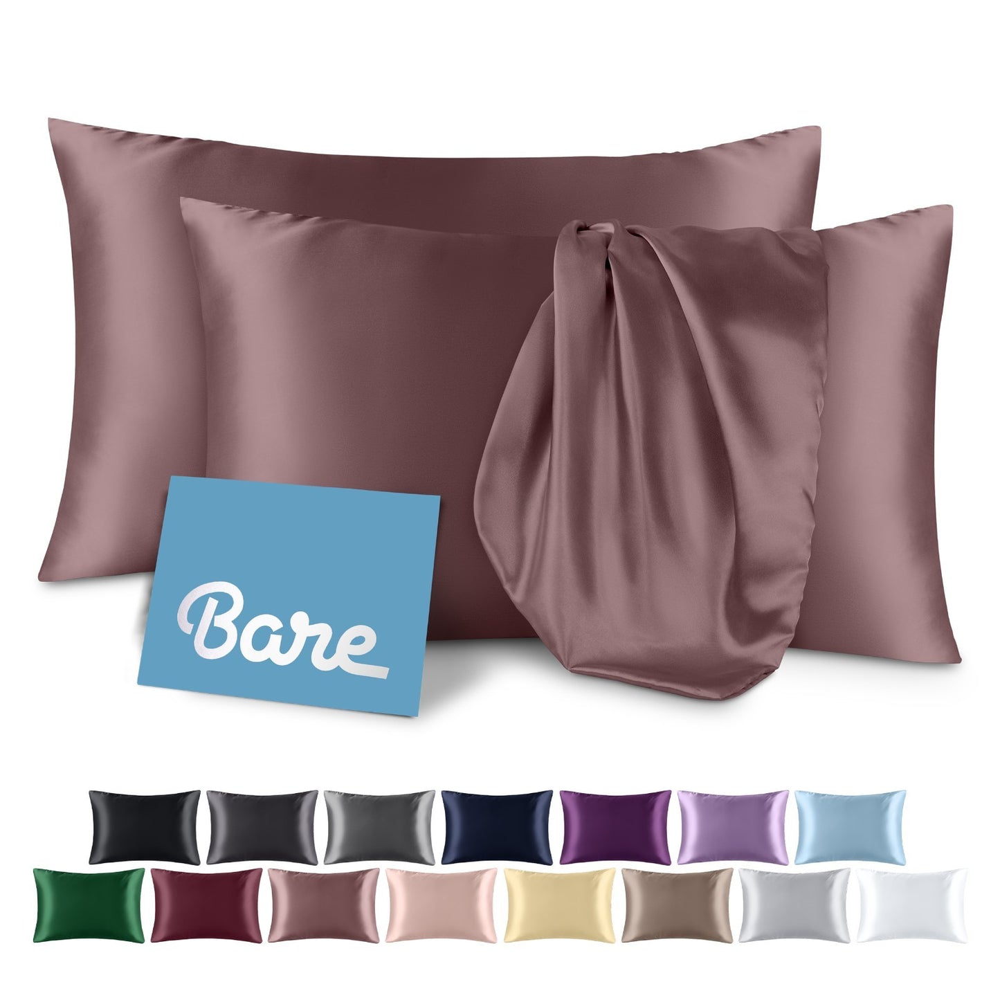 Bare Home Poly Satin Pillowcases for Hair and Skin - 2 Pack - Luxury Pillowcases