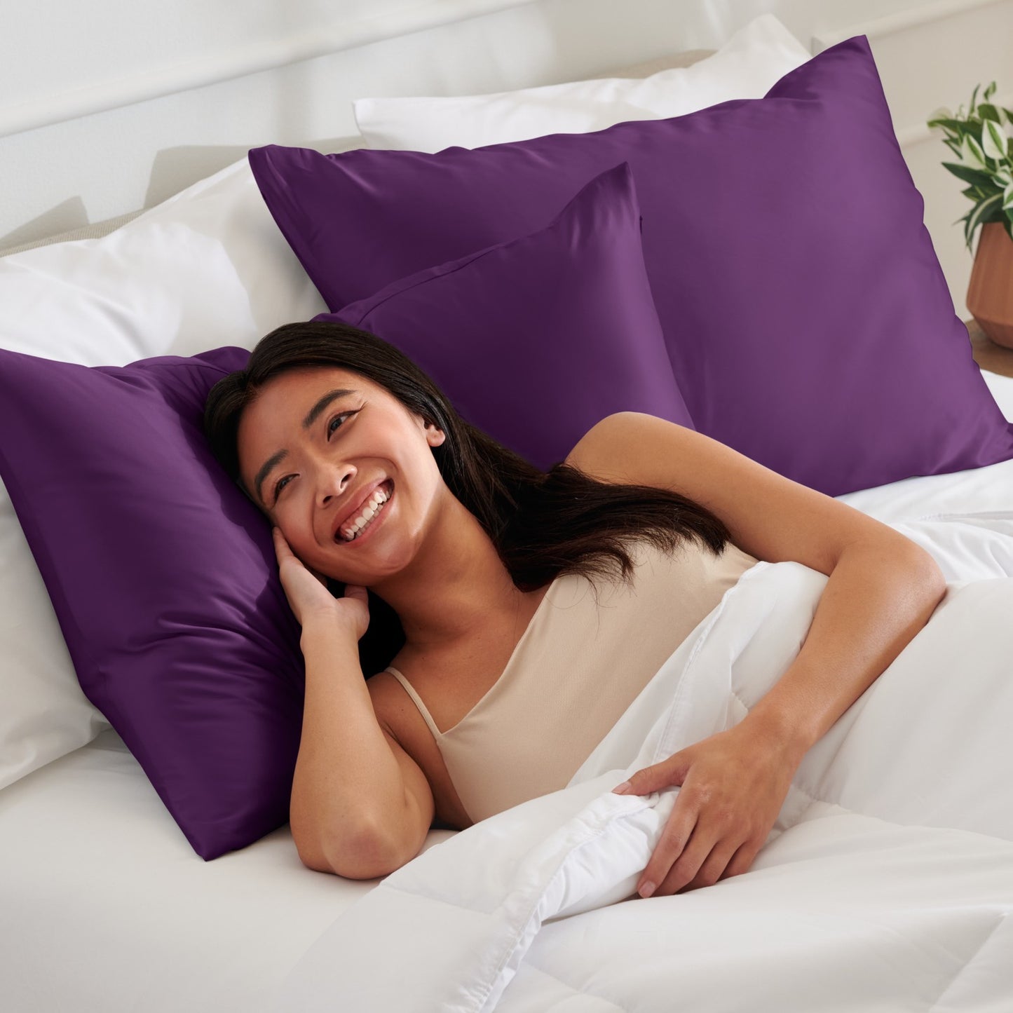 Bare Home Poly Satin Pillowcases for Hair and Skin - 2 Pack - Luxury Pillowcases
