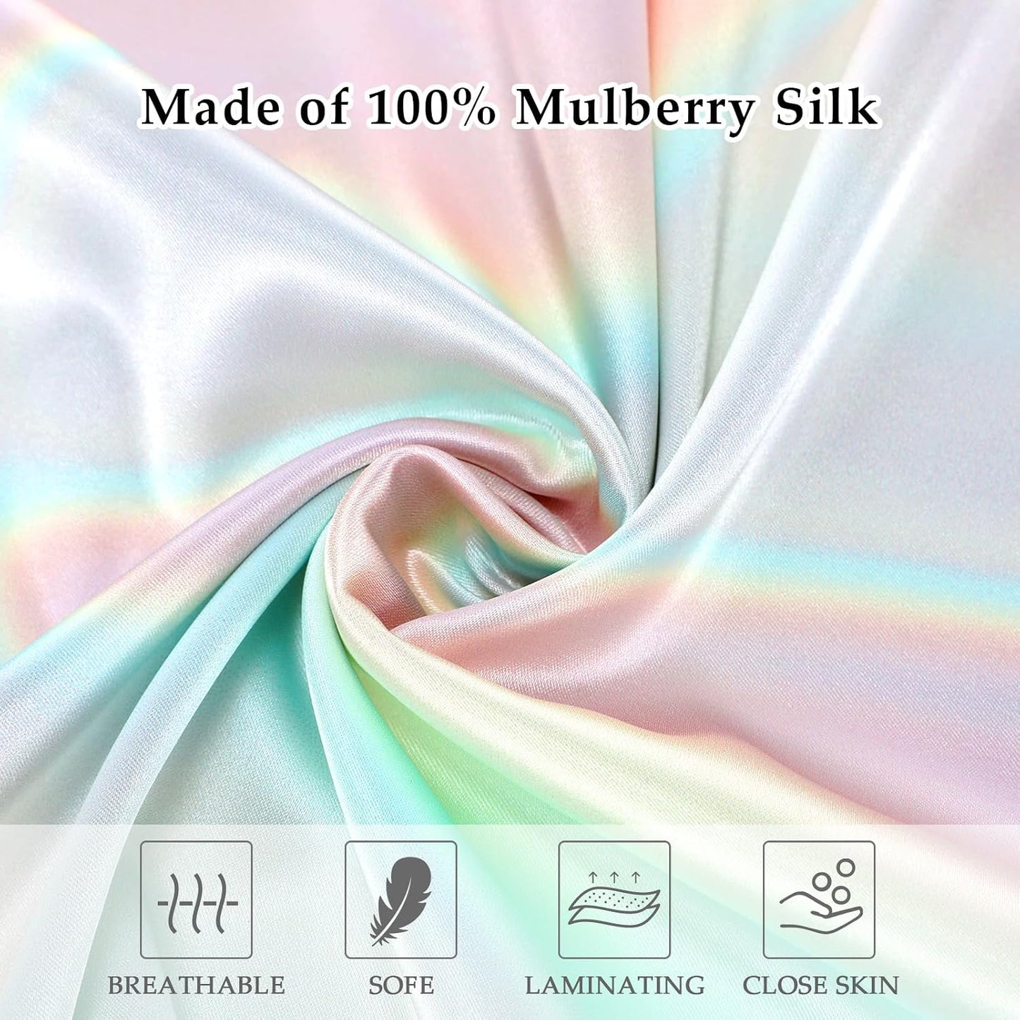 2 Pack Satin Pillowcase with Hidden Zipper, Adjustable Satin Eye Mask for Sleeping and Satin Volume Scrunchie for Hair and Skin, Standard Size(Aurora,Classic Style)