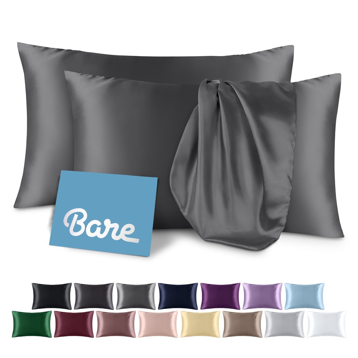 Bare Home Poly Satin Pillowcases for Hair and Skin - 2 Pack - Luxury Pillowcases