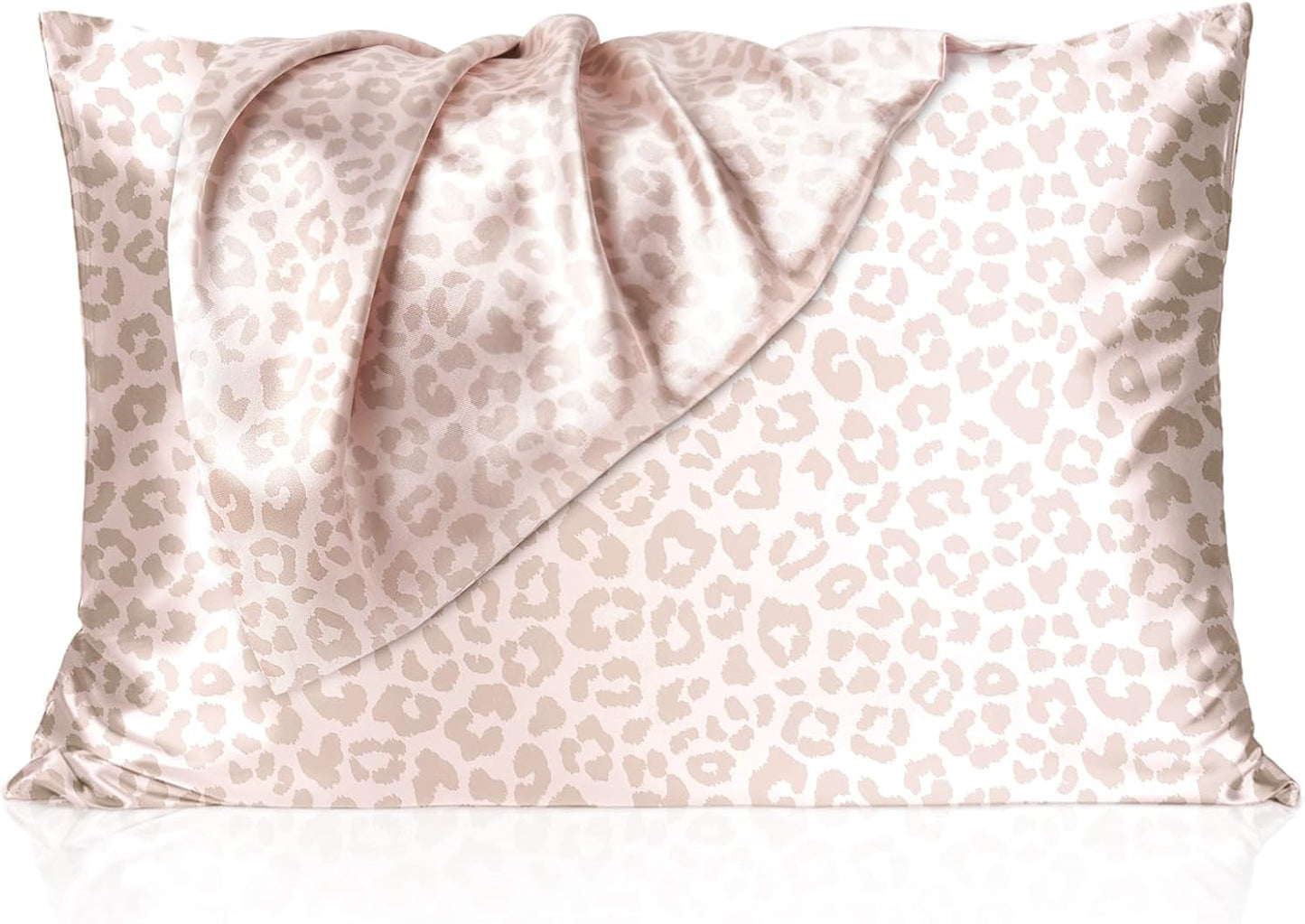 2 Pack Leopard Satin Pillowcase, Silk Pillow Cases for Hair and Skin with Zipper, Queen Pillow Cases Set of 2 for 20"X30", Exquisite Packaging for Women Men