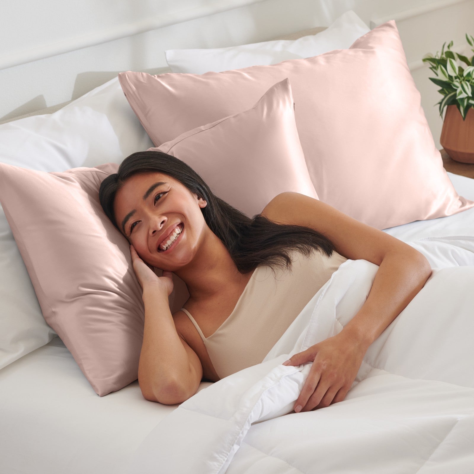 Bare Home Poly Satin Pillowcases for Hair and Skin - 2 Pack - Luxury Pillowcases