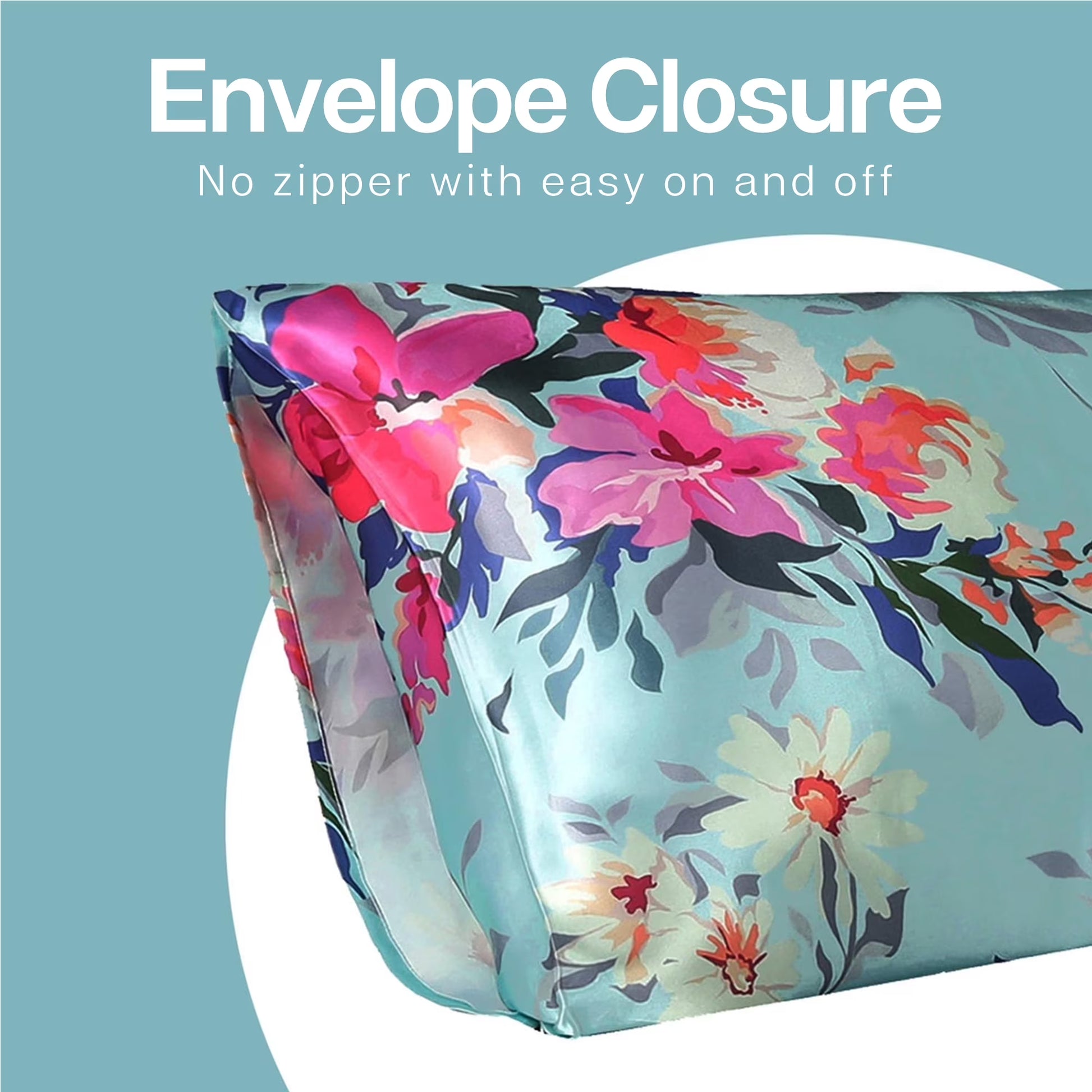 Satin Pillow Case, 2 Pack Satin King Silky Pillowcase for Hair and Skin, Satin Pillowcase Set of 2, 20X40, Floral Green