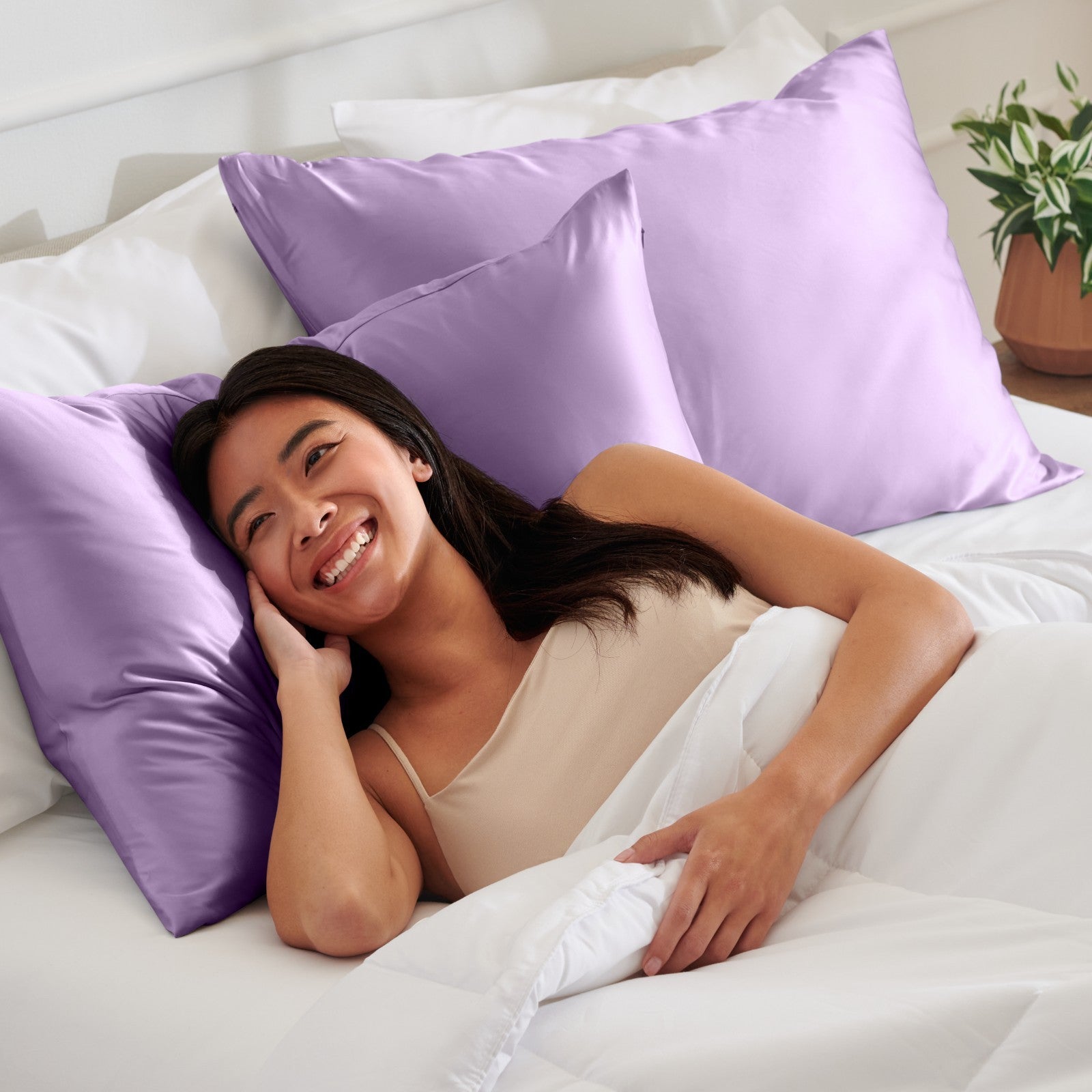 Bare Home Poly Satin Pillowcases for Hair and Skin - 2 Pack - Luxury Pillowcases