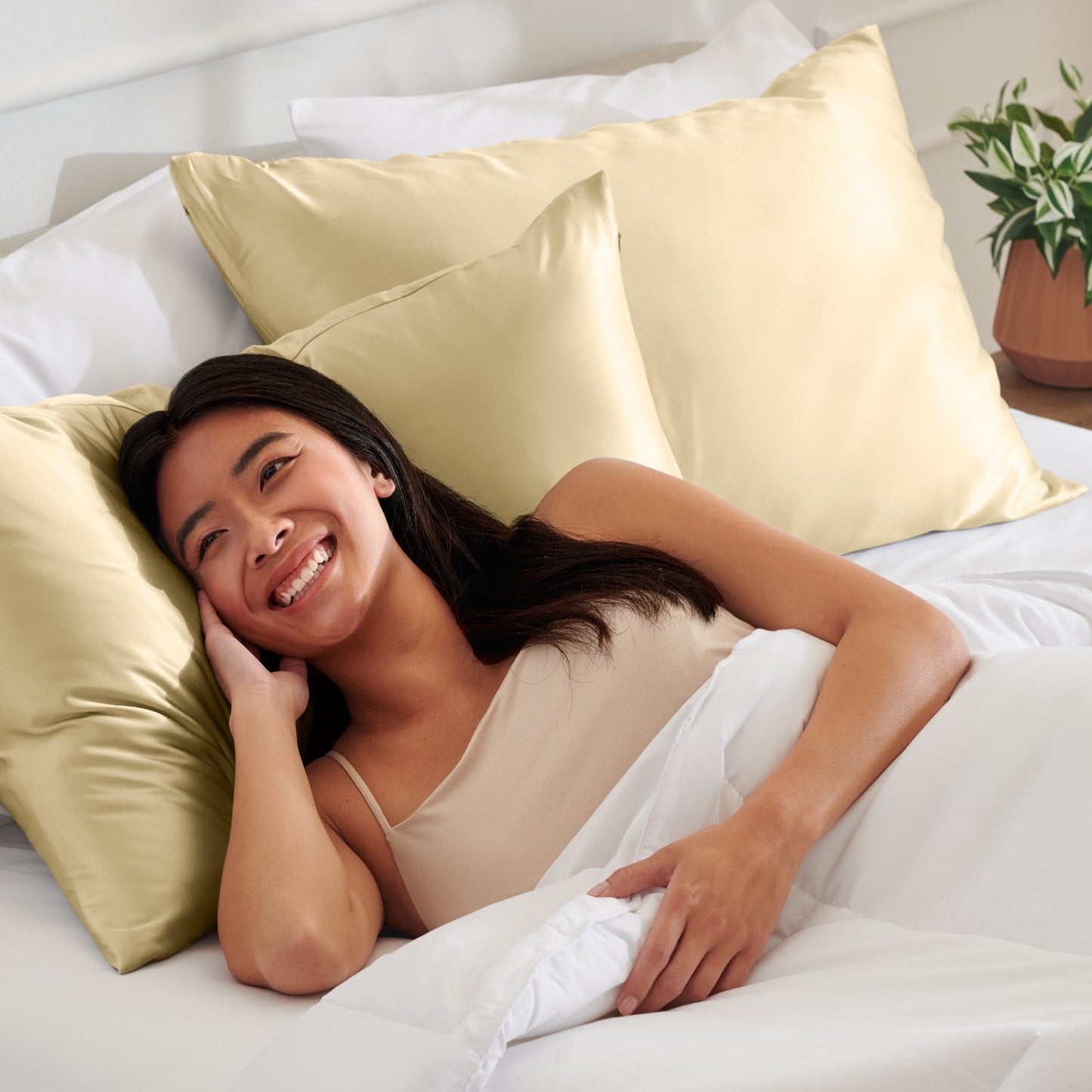 Bare Home Poly Satin Pillowcases for Hair and Skin - 2 Pack - Luxury Pillowcases