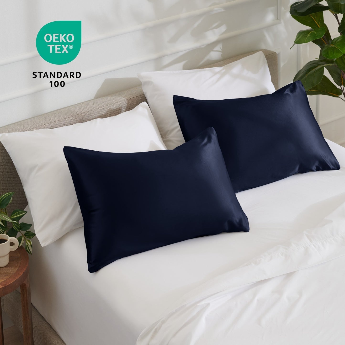 Bare Home Poly Satin Pillowcases for Hair and Skin - 2 Pack - Luxury Pillowcases