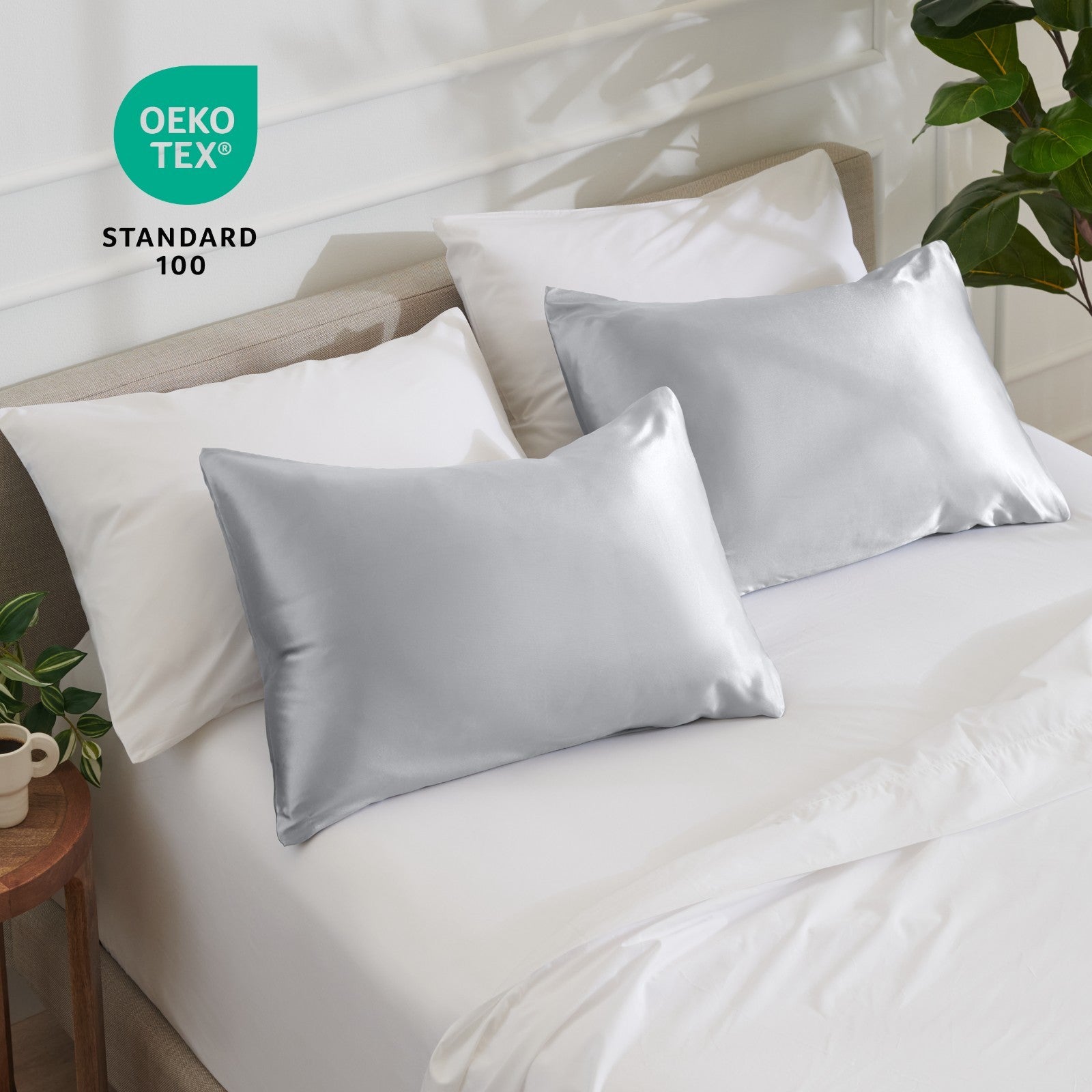 Bare Home Poly Satin Pillowcases for Hair and Skin - 2 Pack - Luxury Pillowcases