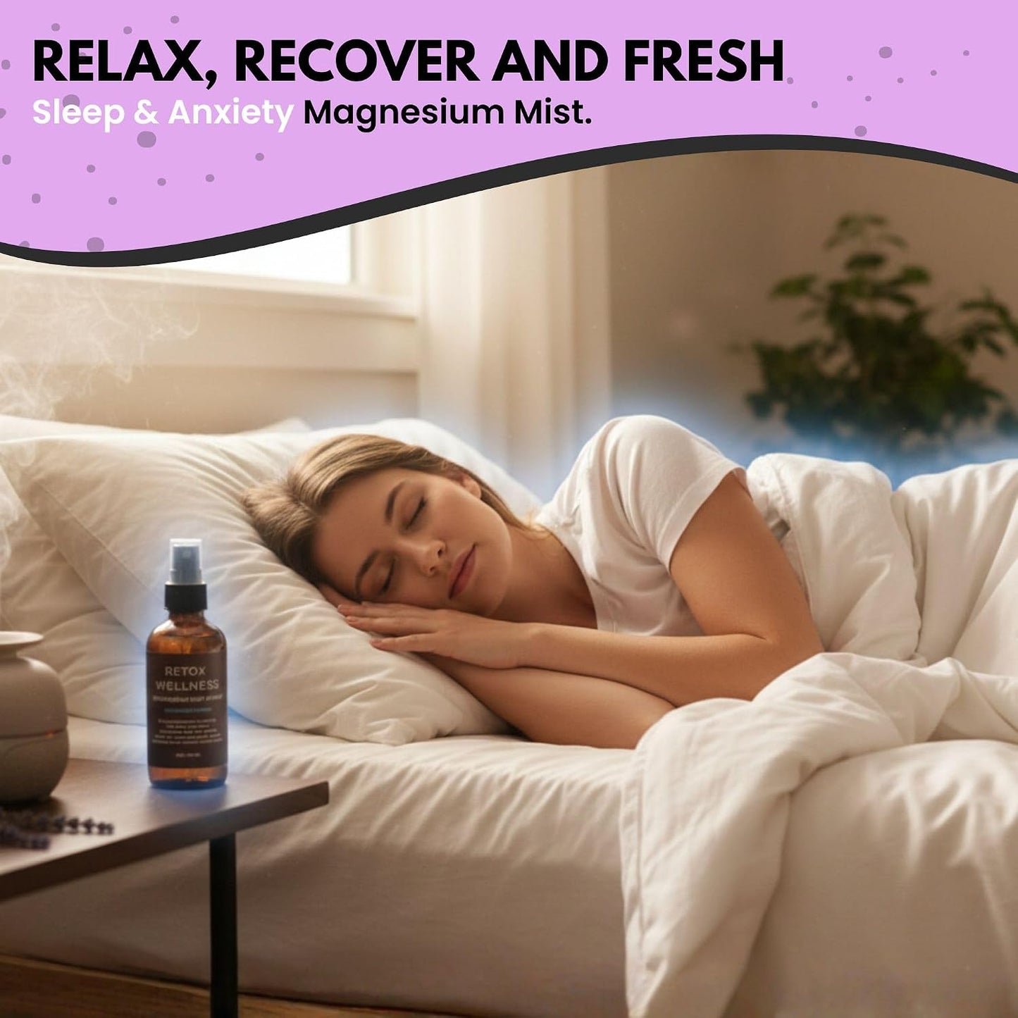 Magnesium Mist Spray, Unscented | Pure Magnesium Oil Spray for Sleep & Relaxation | Foot Spray for Muscle Tension Relief & Daily Balance | Fragrance-Free Formula for Sensitive Skin, 4Oz