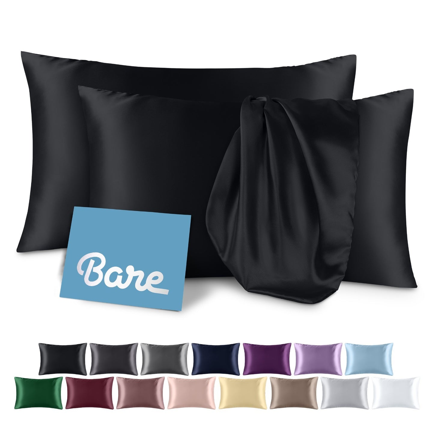 Bare Home Poly Satin Pillowcases for Hair and Skin - 2 Pack - Luxury Pillowcases