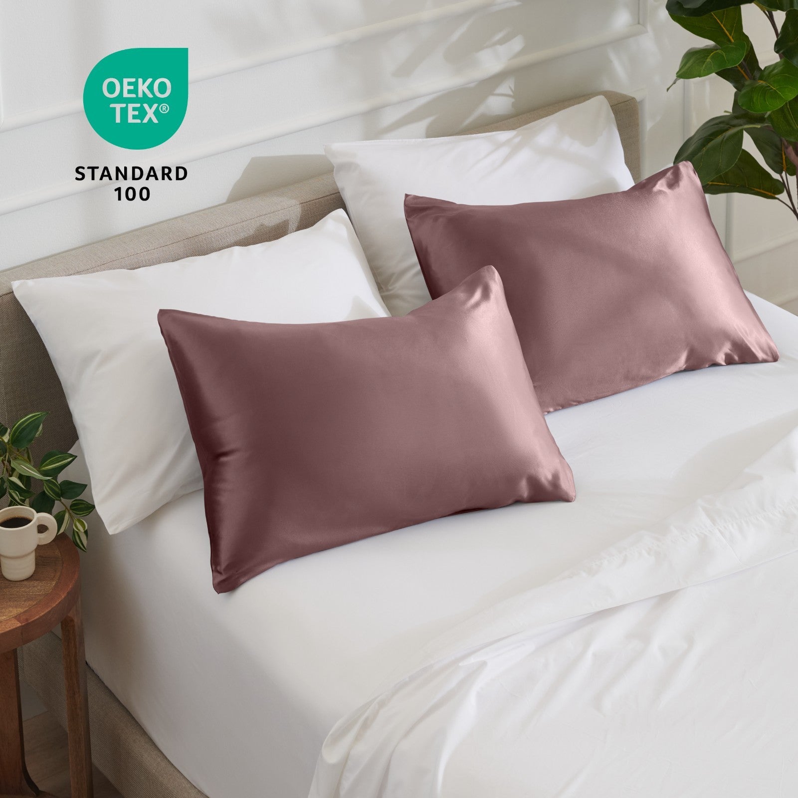 Bare Home Poly Satin Pillowcases for Hair and Skin - 2 Pack - Luxury Pillowcases