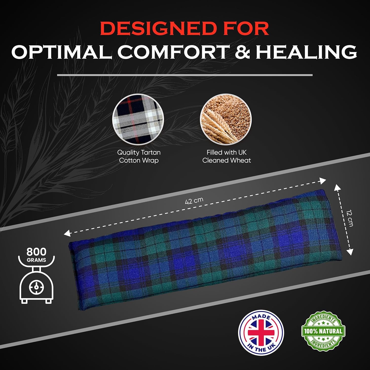 Microwavable Heating Pads for Winter Warmth, Back, Stomach & Head Comfort –  Neck Wrap with Velboa Faux Fur Cover – Even Heat Distribution Hot Compress Bag – Wheat Heat Pad – Unscented – Black
