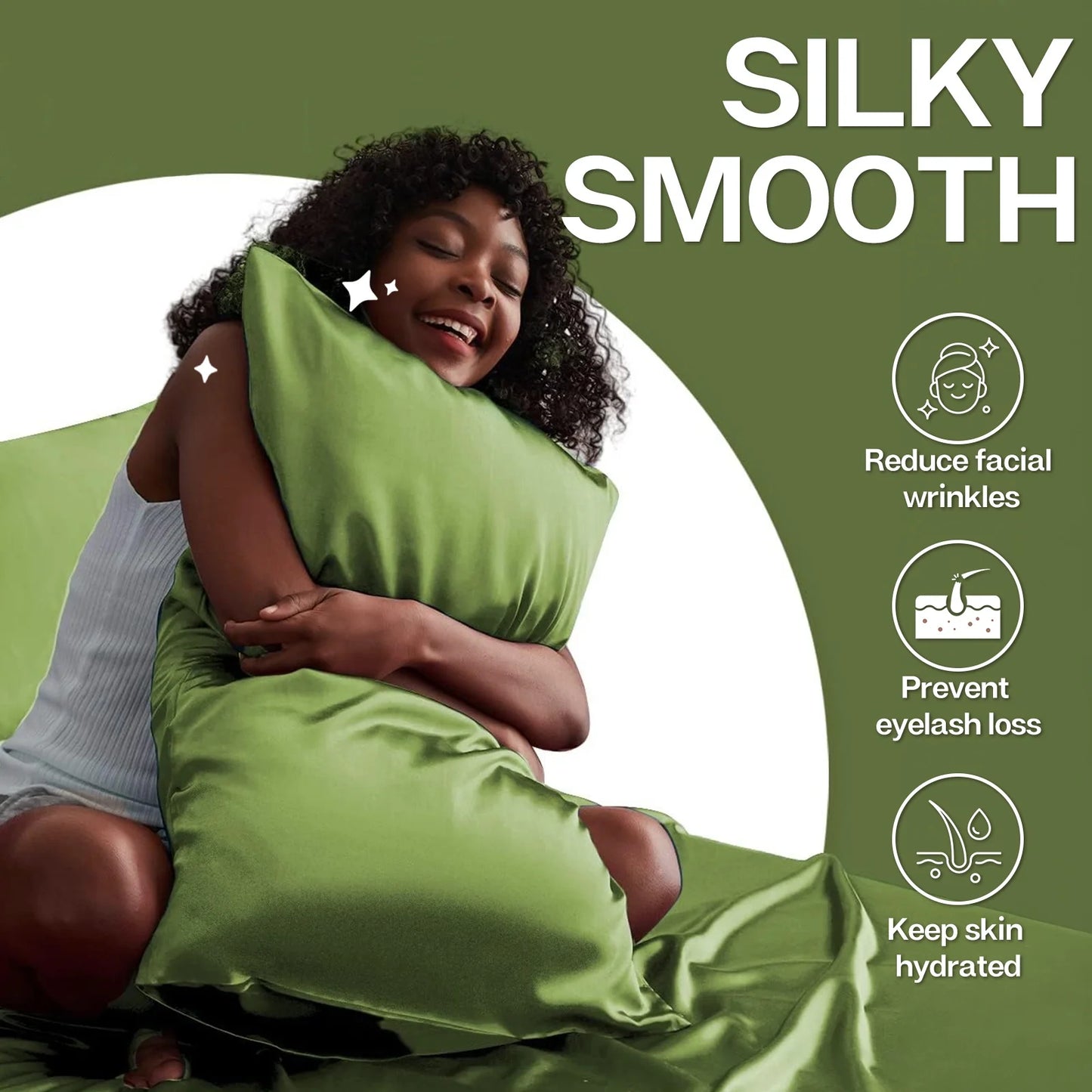 Satin Pillow Case, 2 Pack Satin King Silky Pillowcase for Hair and Skin, Satin Pillowcase Set of 2, 20X40, Sage