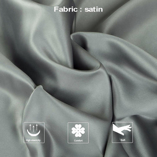 Zippered Satin Body Pillow Pillowcase, Silky Slip Cooling Body Pillow Cover, Long Side Hidden Zipper, 20X54 Inches, Dark Grey