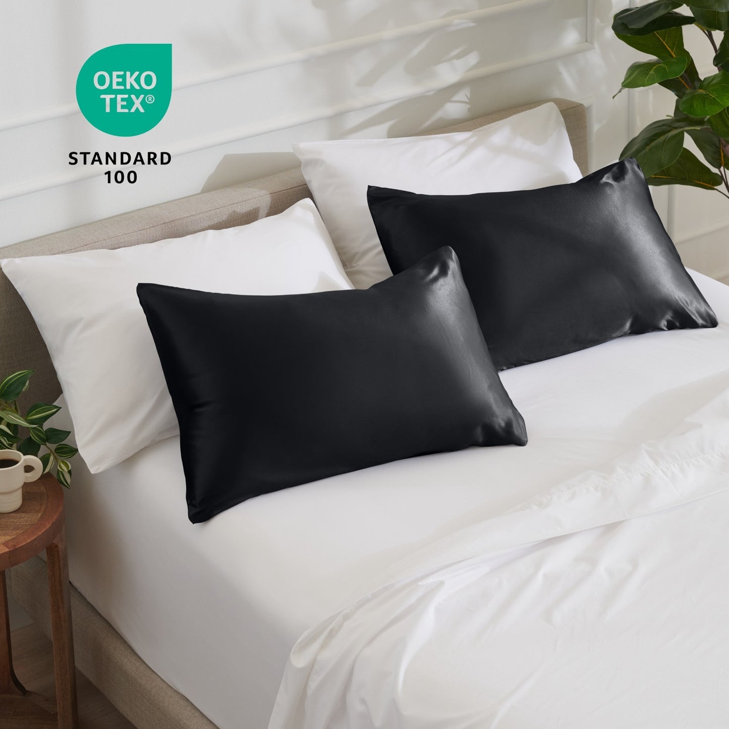 Bare Home Poly Satin Pillowcases for Hair and Skin - 2 Pack - Luxury Pillowcases