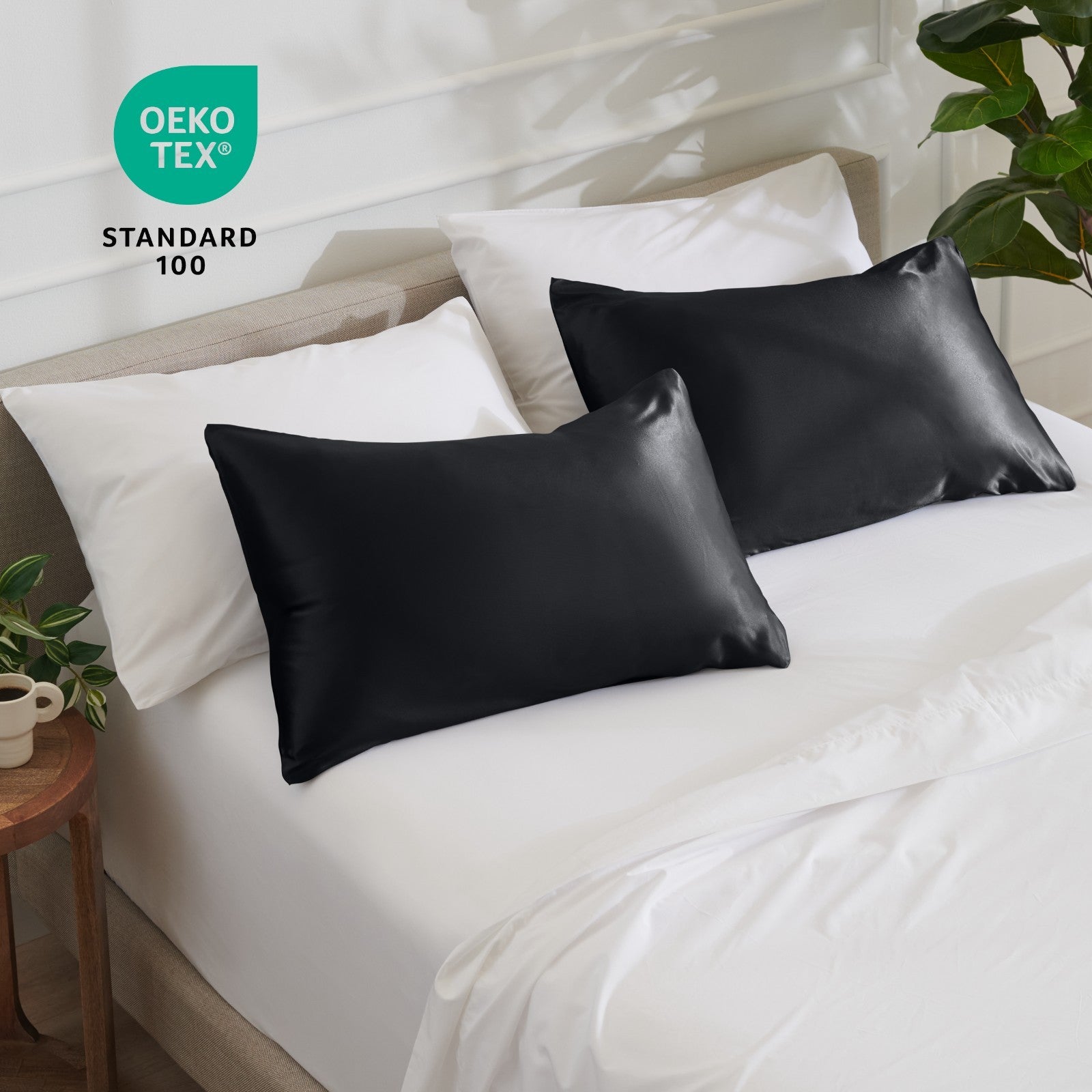 Bare Home Poly Satin Pillowcases for Hair and Skin - 2 Pack - Luxury Pillowcases