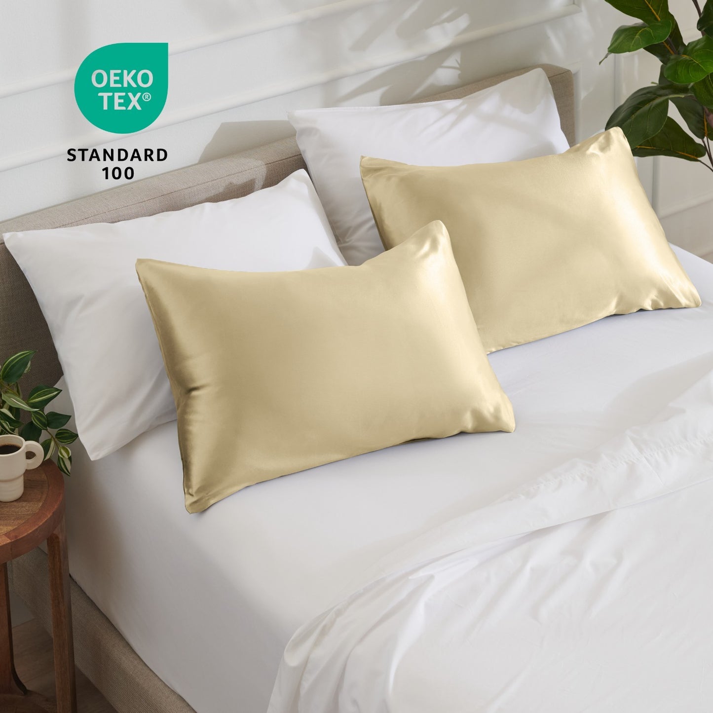 Bare Home Poly Satin Pillowcases for Hair and Skin - 2 Pack - Luxury Pillowcases