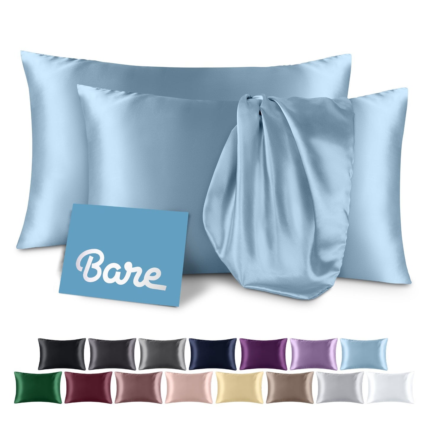 Bare Home Poly Satin Pillowcases for Hair and Skin - 2 Pack - Luxury Pillowcases