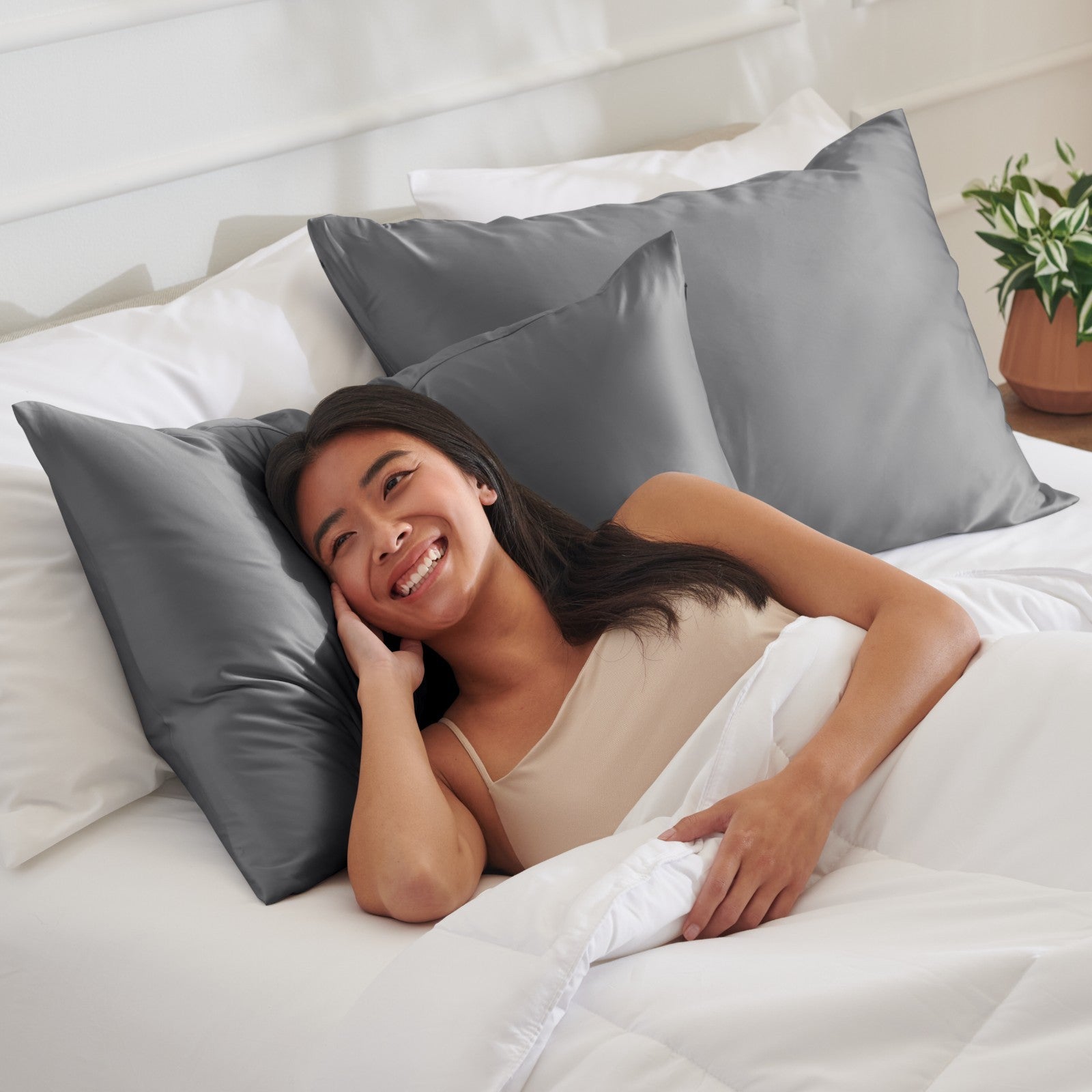 Bare Home Poly Satin Pillowcases for Hair and Skin - 2 Pack - Luxury Pillowcases