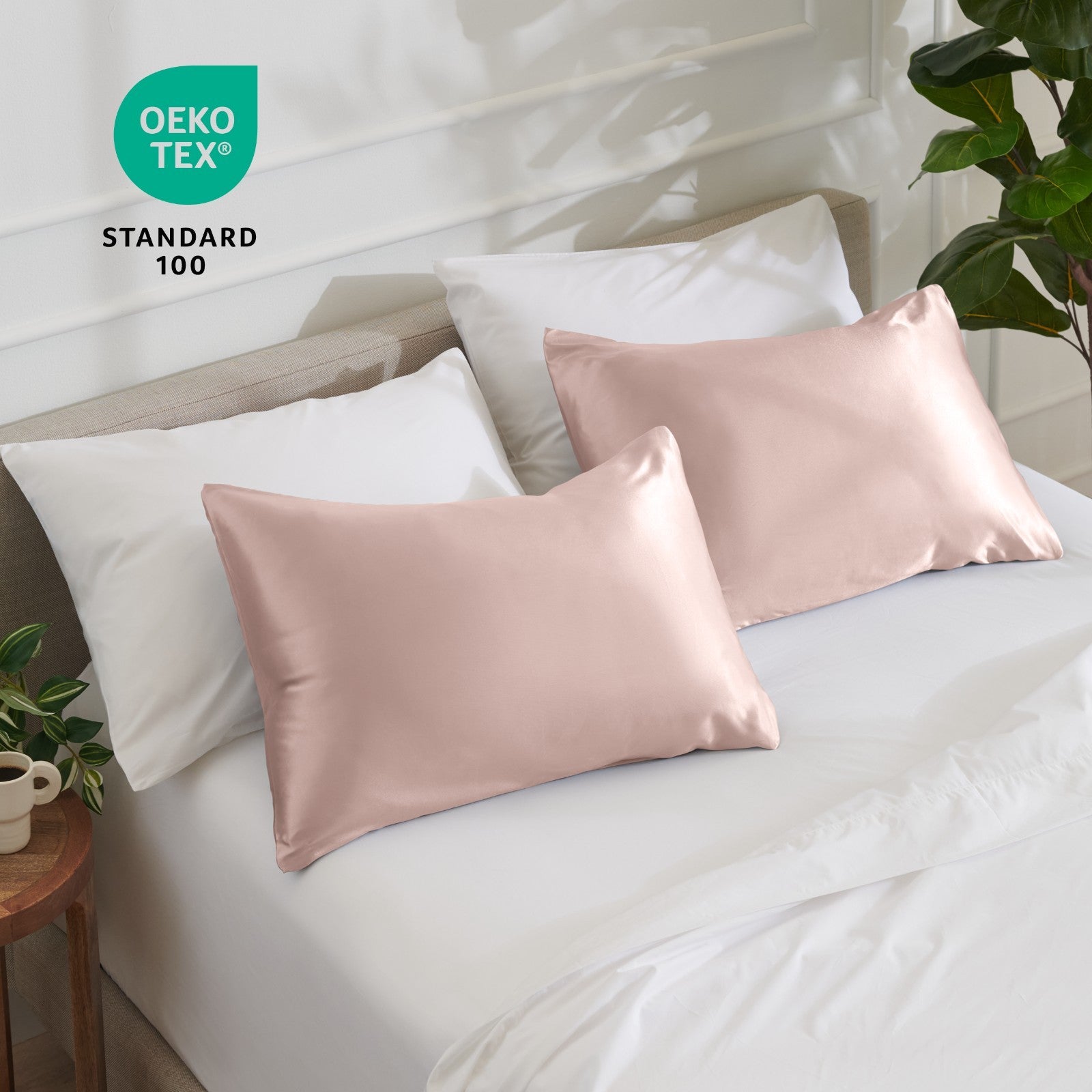 Bare Home Poly Satin Pillowcases for Hair and Skin - 2 Pack - Luxury Pillowcases