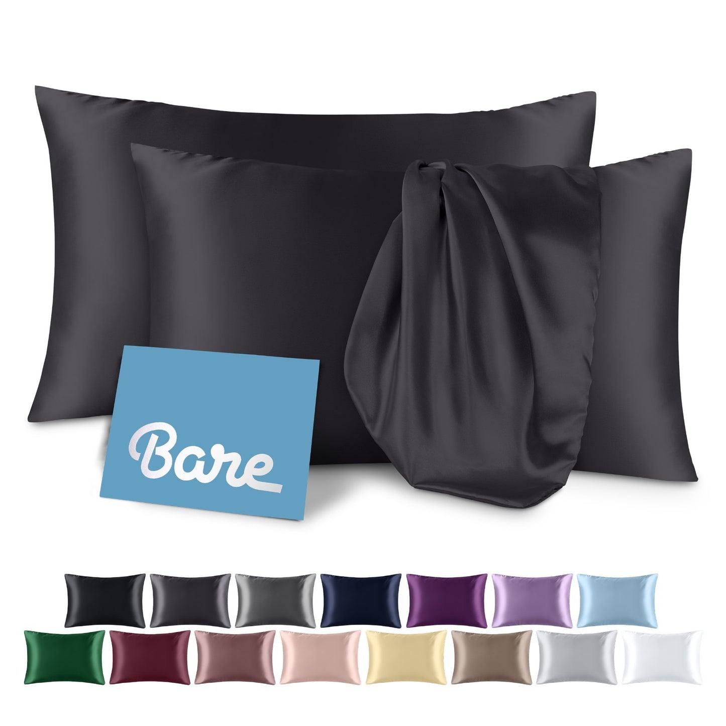 Bare Home Poly Satin Pillowcases for Hair and Skin - 2 Pack - Luxury Pillowcases