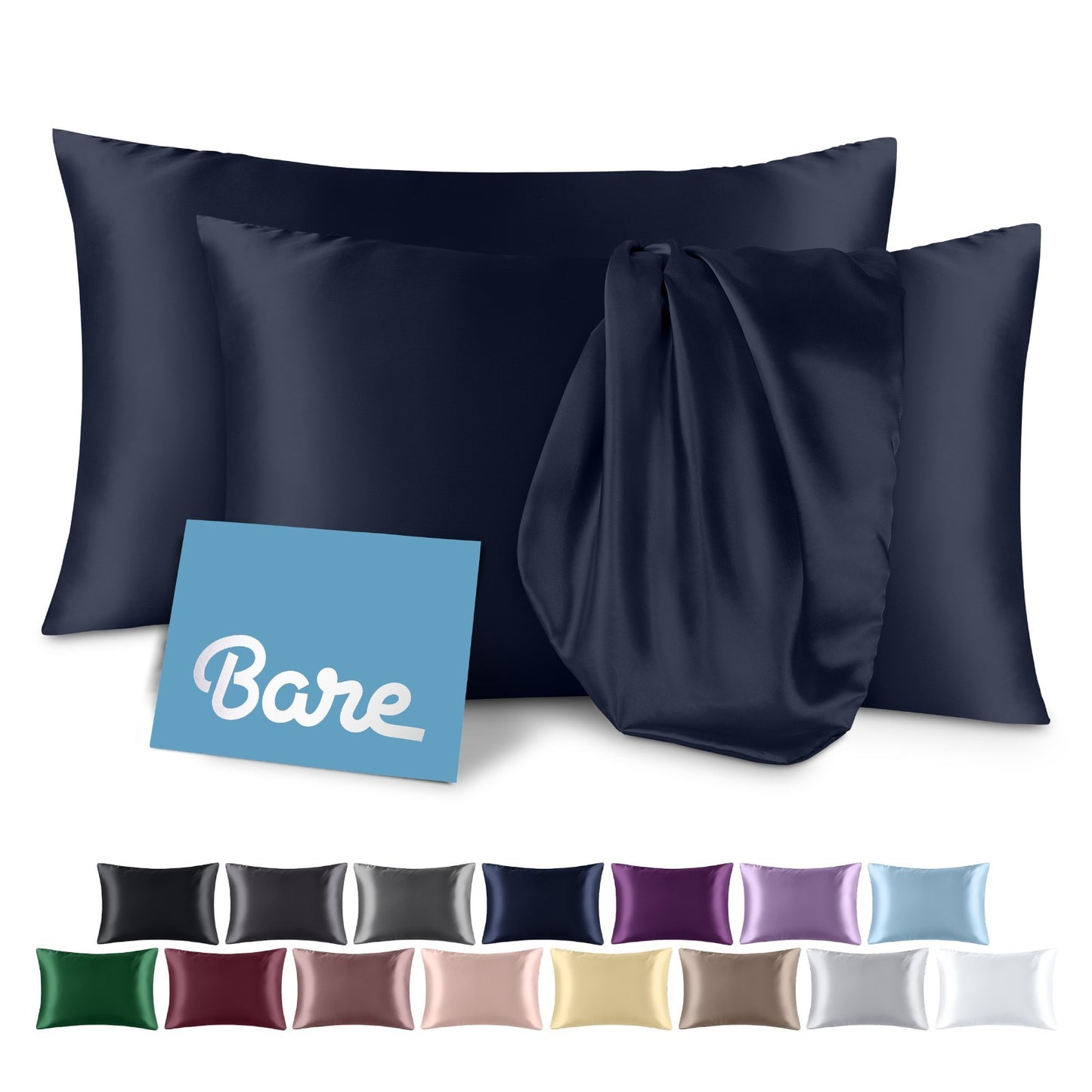 Bare Home Poly Satin Pillowcases for Hair and Skin - 2 Pack - Luxury Pillowcases