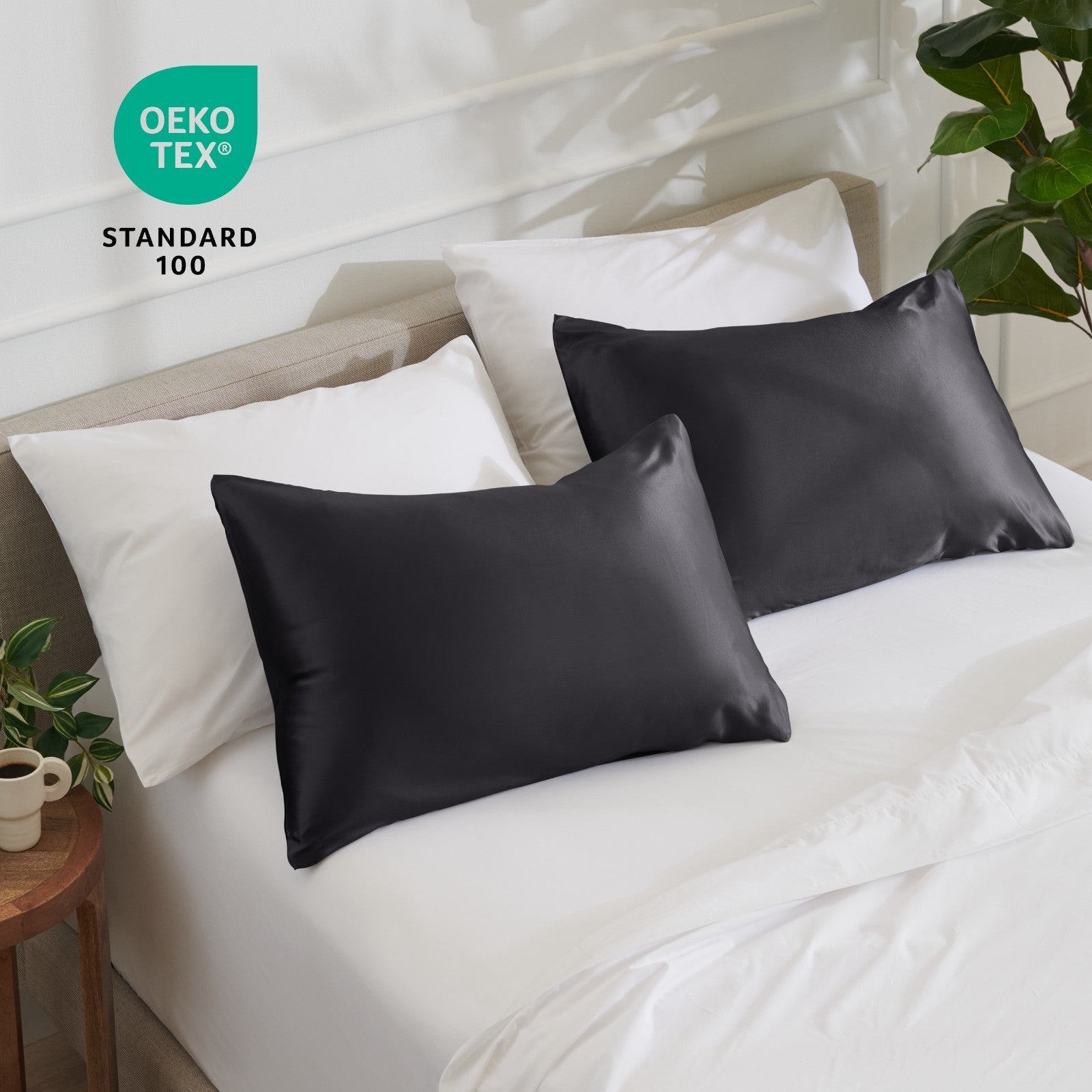 Bare Home Poly Satin Pillowcases for Hair and Skin - 2 Pack - Luxury Pillowcases