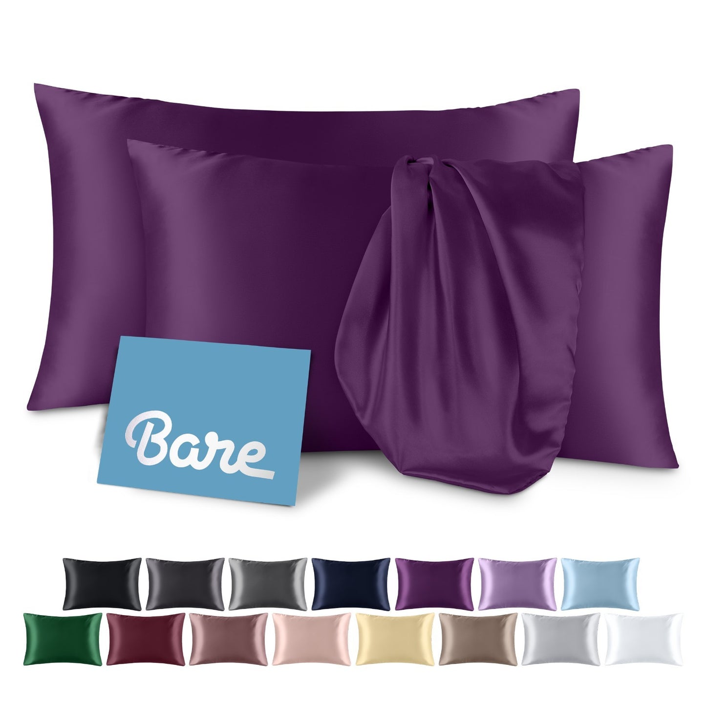 Bare Home Poly Satin Pillowcases for Hair and Skin - 2 Pack - Luxury Pillowcases