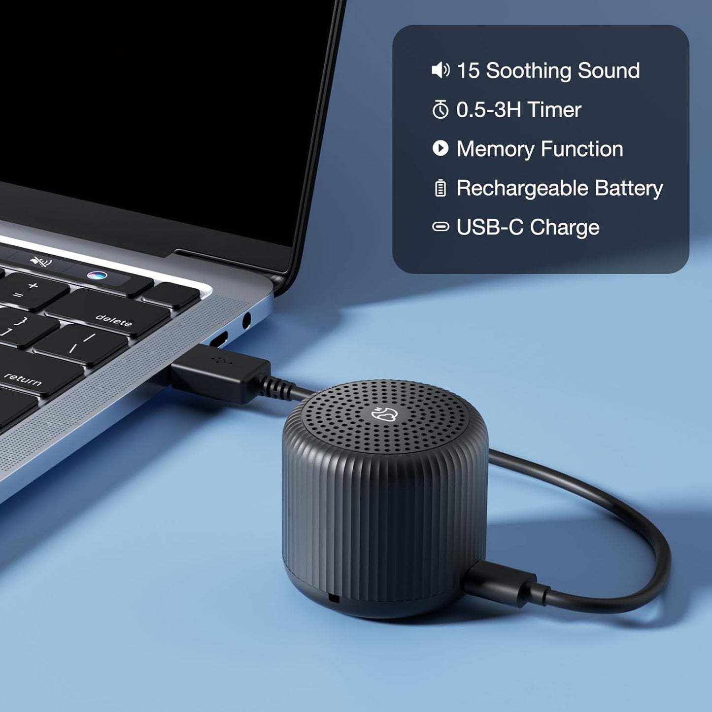 White Noise Machine Baby Portable Sound Machine, Travel Sound Machine,15 Non-Looping Sound Timer and Memory Play, Mini White Noise Machine for Sleeping Office Travel （Black）