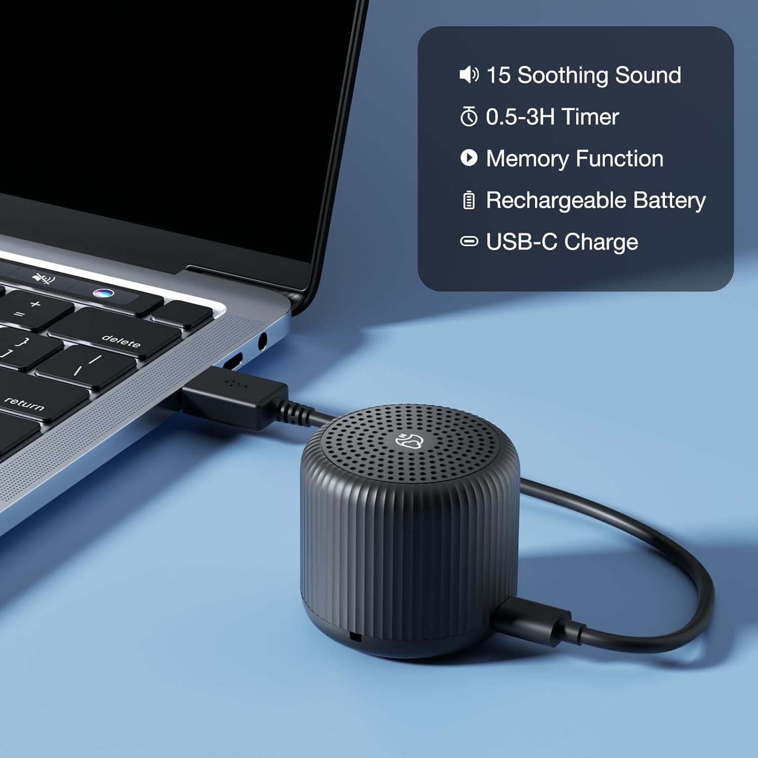 White Noise Machine Baby Portable Sound Machine, Travel Sound Machine,15 Non-Looping Sound Timer and Memory Play, Mini White Noise Machine for Sleeping Office Travel （Black）