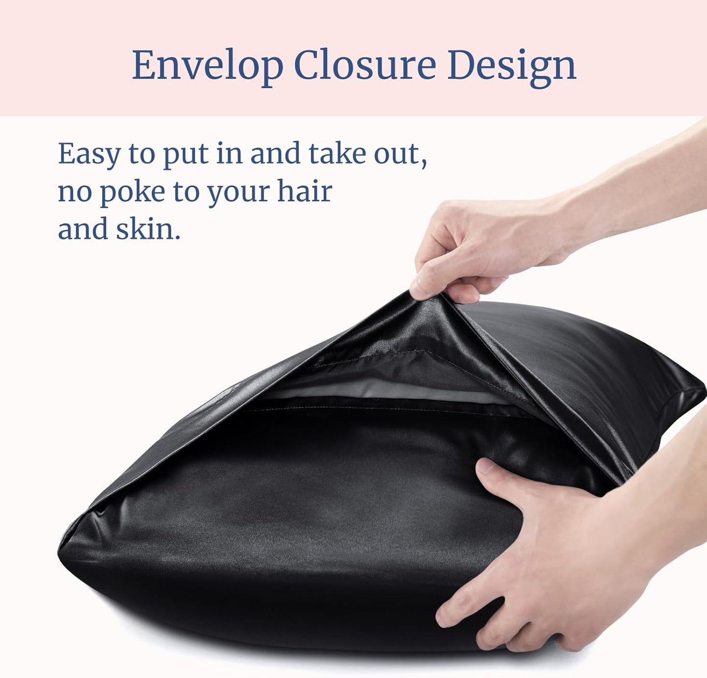Satin Pillowcase for Hair and Skin, Super Soft Similar to Silk Pillow Cases 4 Pack with Envelope Closure, Cooling Pillowcases for Women Men (20"X30" Queen Size, Black)