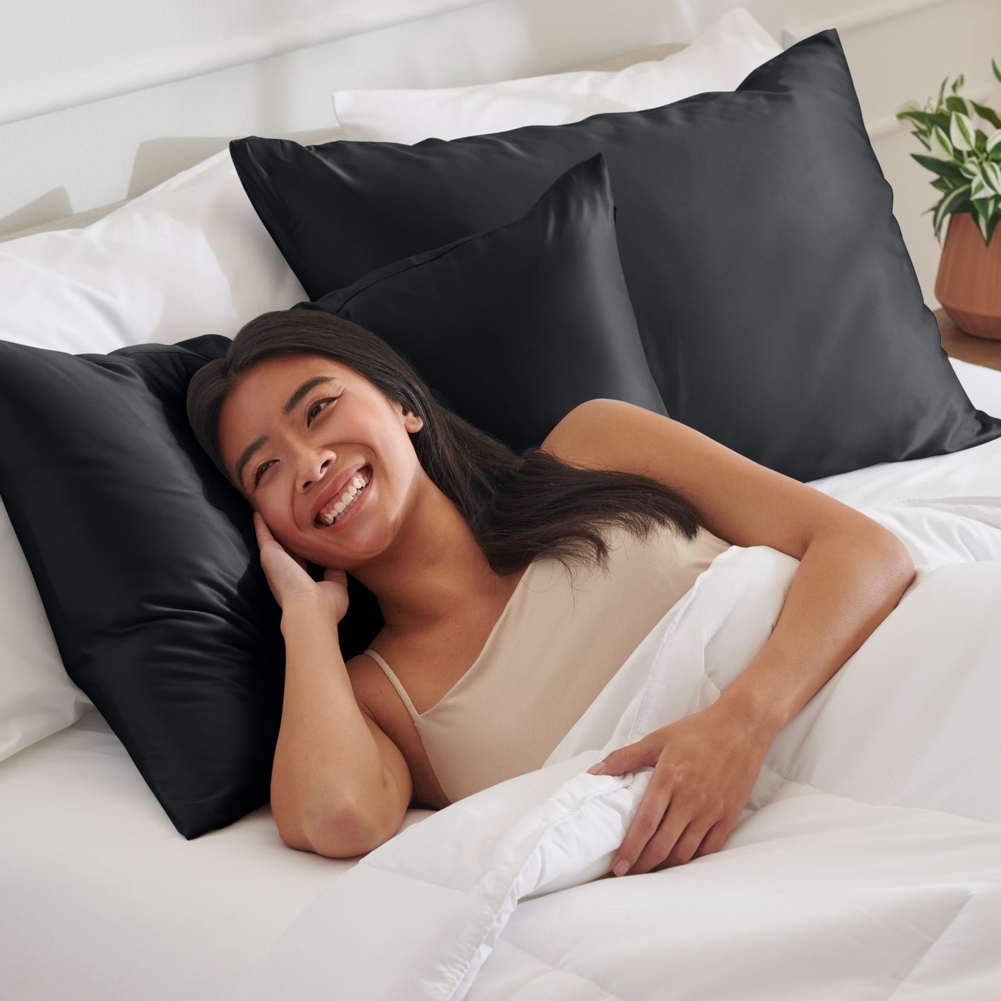 Bare Home Poly Satin Pillowcases for Hair and Skin - 2 Pack - Luxury Pillowcases