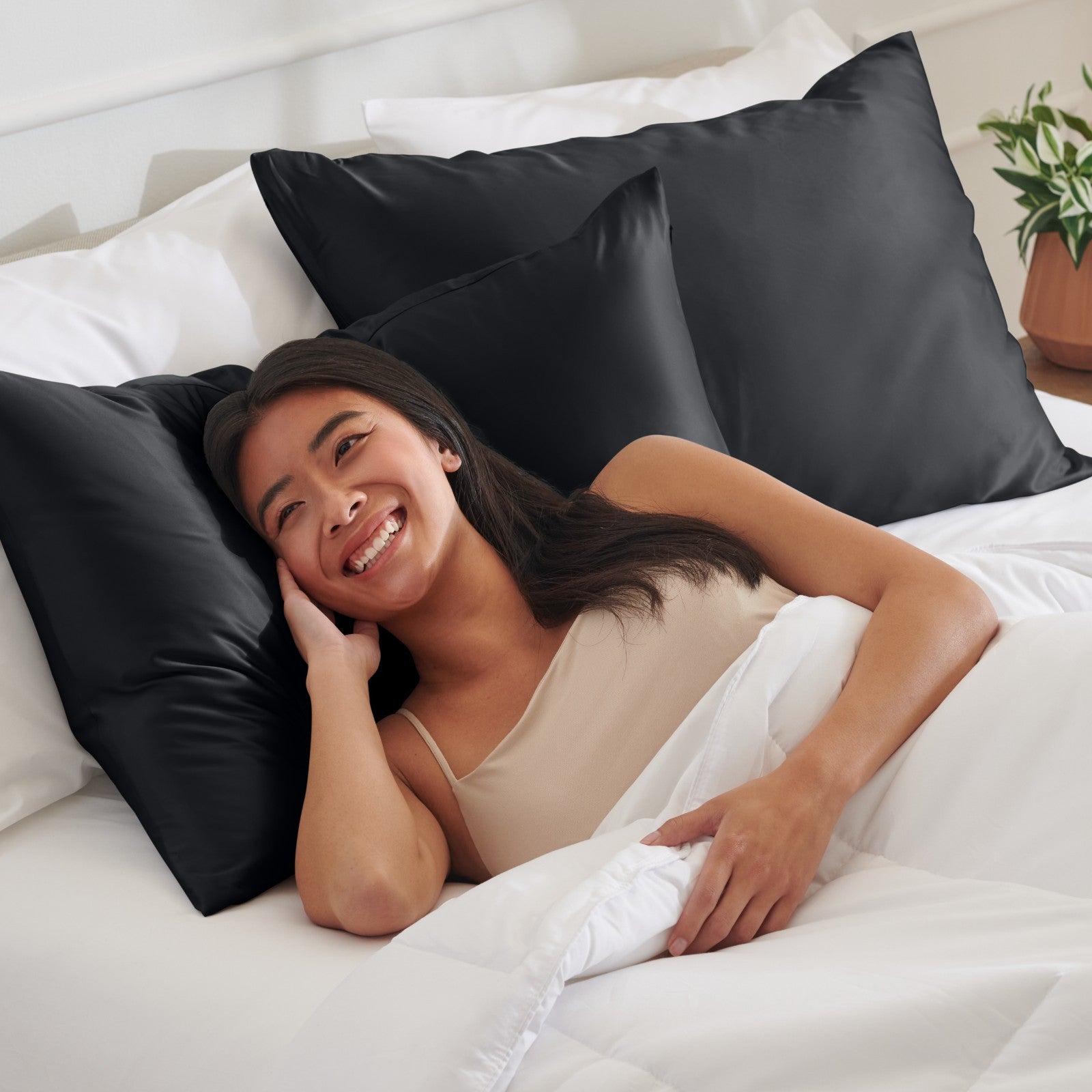 Bare Home Poly Satin Pillowcases for Hair and Skin - 2 Pack - Luxury Pillowcases