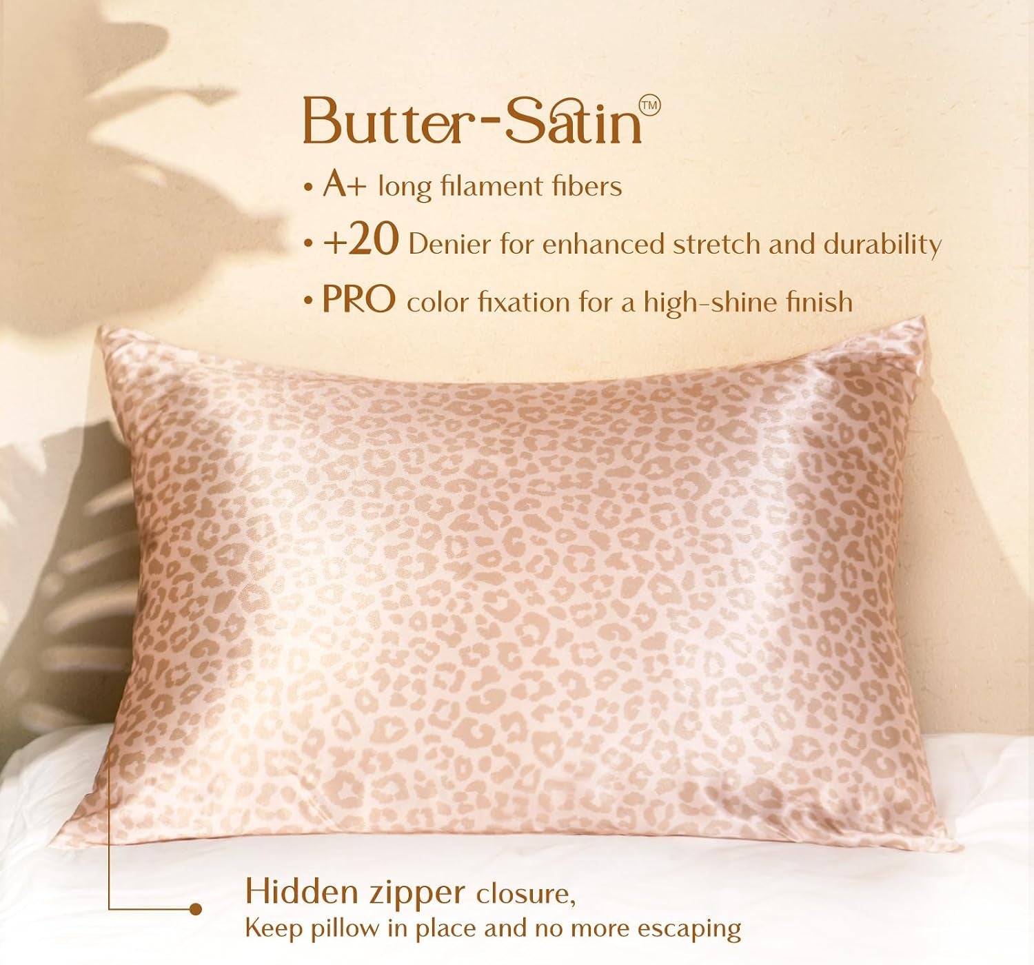 2 Pack Leopard Satin Pillowcase, Silk Pillow Cases for Hair and Skin with Zipper, Queen Pillow Cases Set of 2 for 20"X30", Exquisite Packaging for Women Men