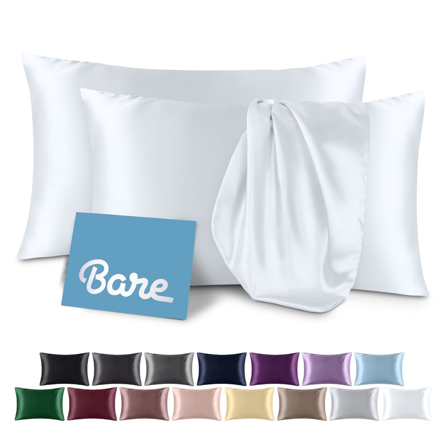 Bare Home Poly Satin Pillowcases for Hair and Skin - 2 Pack - Luxury Pillowcases