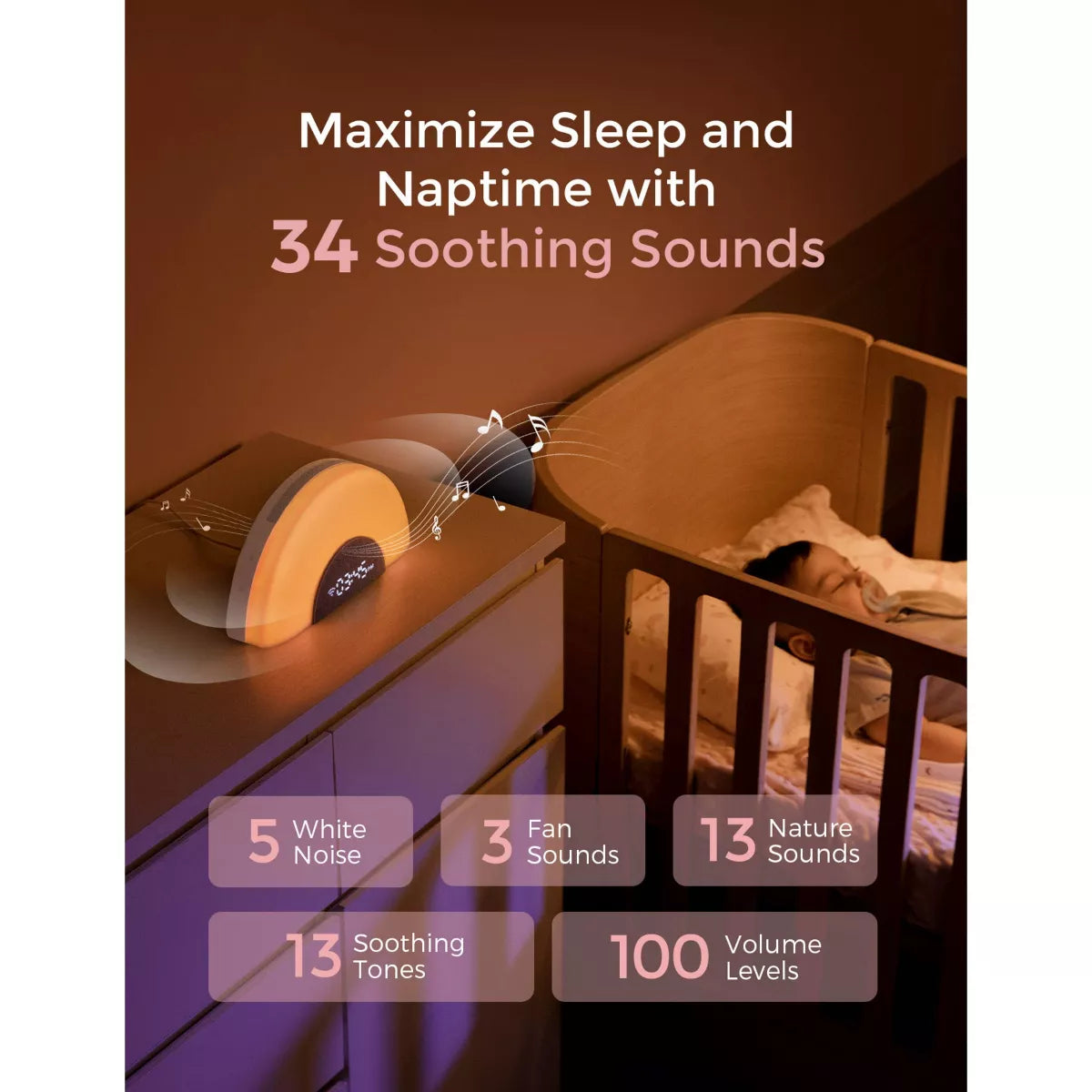 Momcozy Dreamsync Sound Machine: Nature, White Noise, Sound, Light Therapy