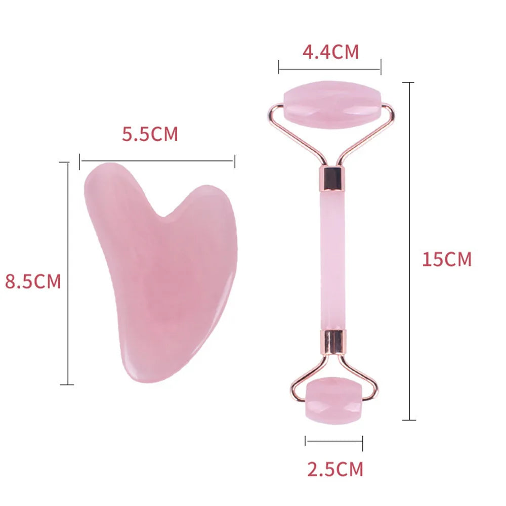 1Pc Pink Quartz Roller for Face