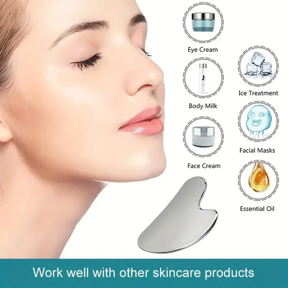 Soothing and Cooling, Stainless Steel Gua Sha Facial Massager