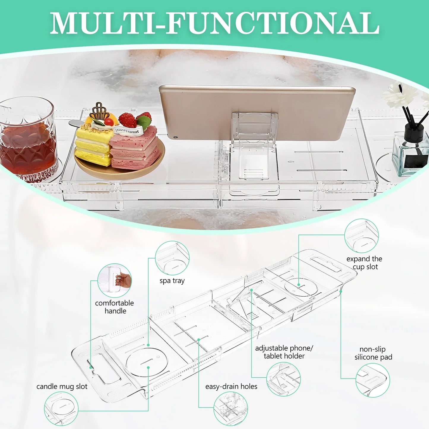 Expandable Bathtub Caddy Tray
