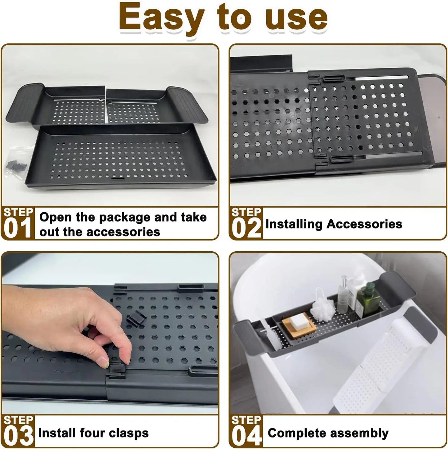 Expandable Bathtub Caddy Tray