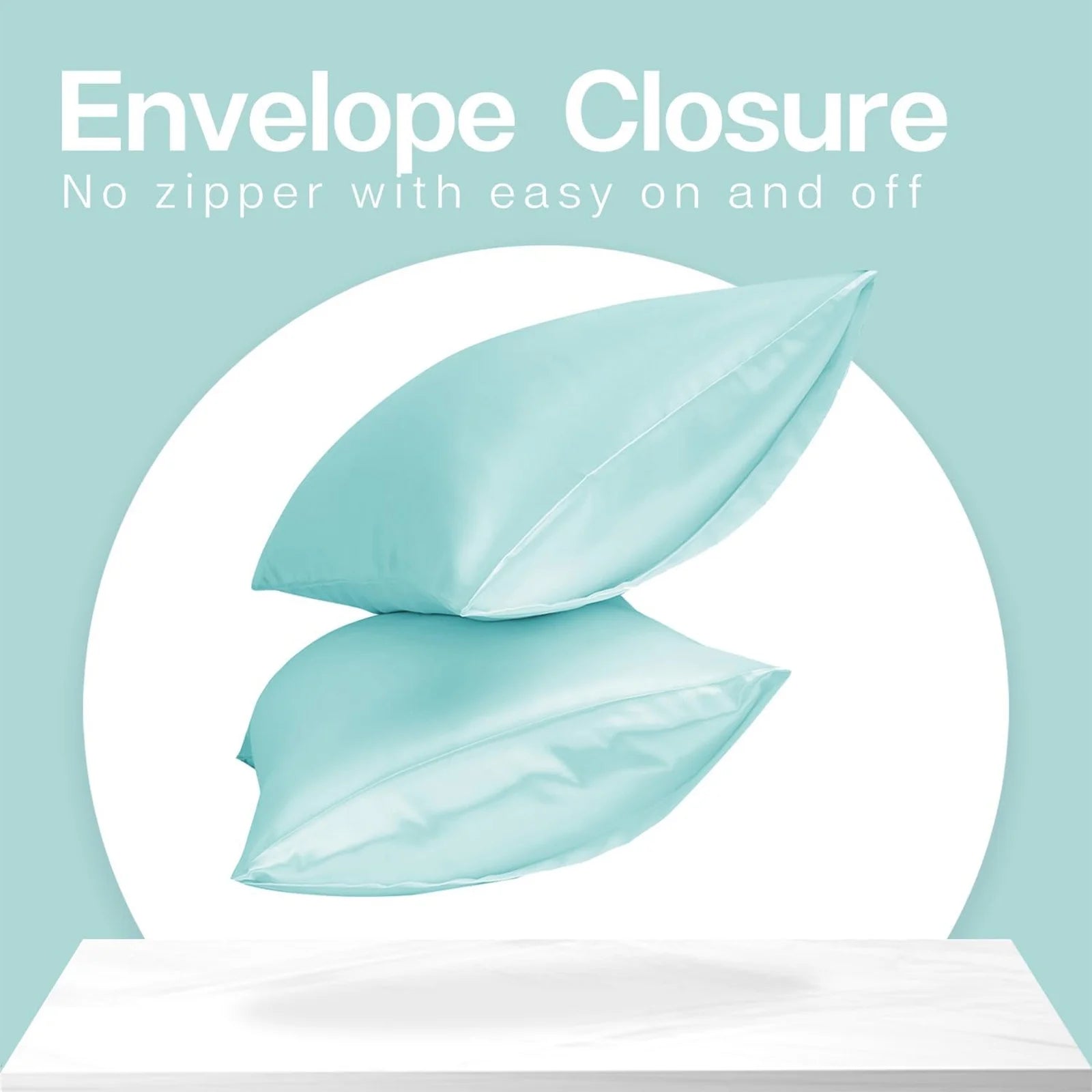 Satin Pillow Case, 2 Pack Satin King Silky Pillowcase for Hair and Skin, Satin Pillowcase Set of 2, 20X40, Turquoise