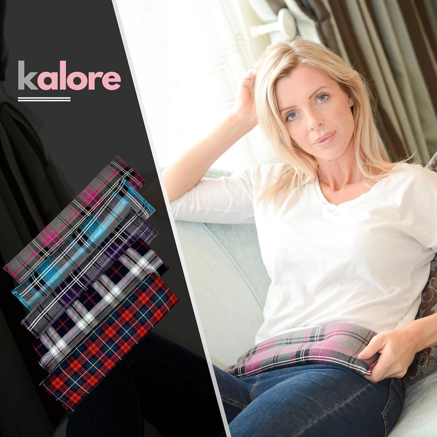 Microwavable Heating Pads for Winter Warmth, Back, Stomach & Head Comfort –  Cotton Tartan Neck Wrap – Even Heat Distribution Hot Compress Bag – Wheat Heat Pad XL – Lavender Scent – Purple