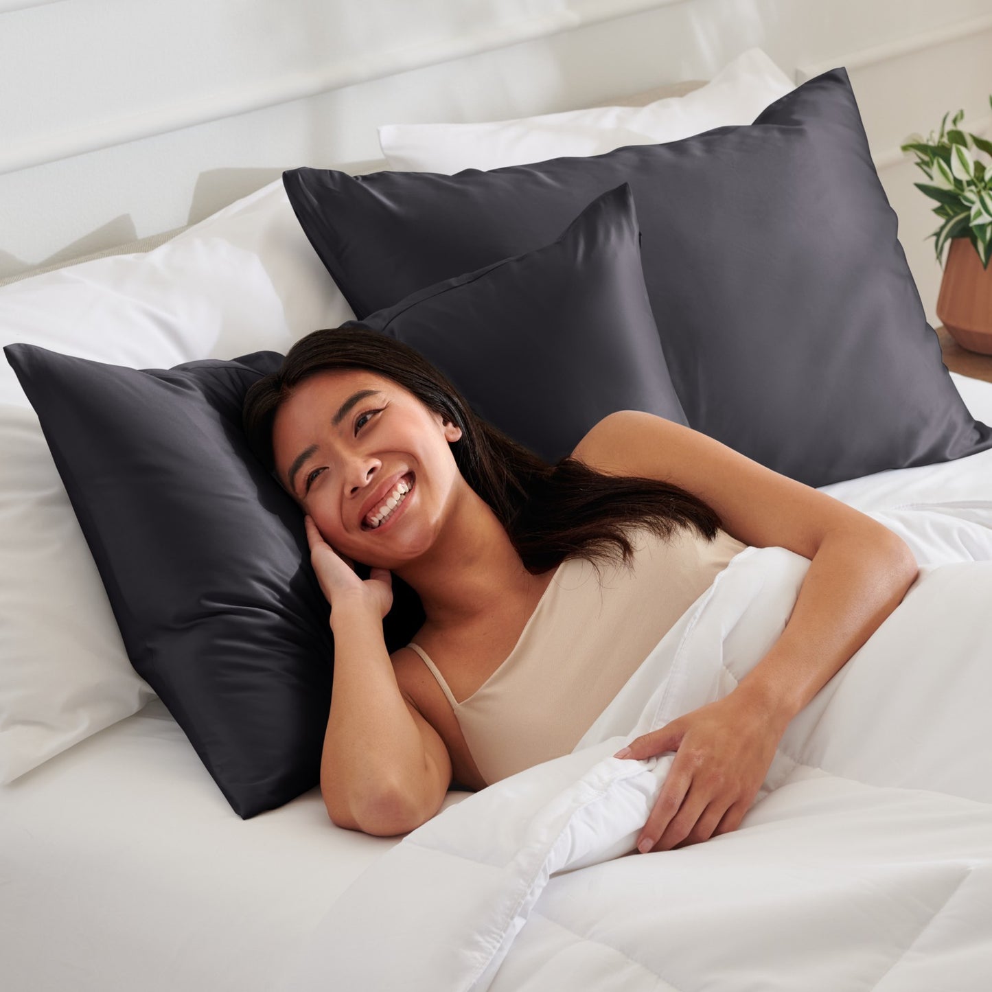 Bare Home Poly Satin Pillowcases for Hair and Skin - 2 Pack - Luxury Pillowcases