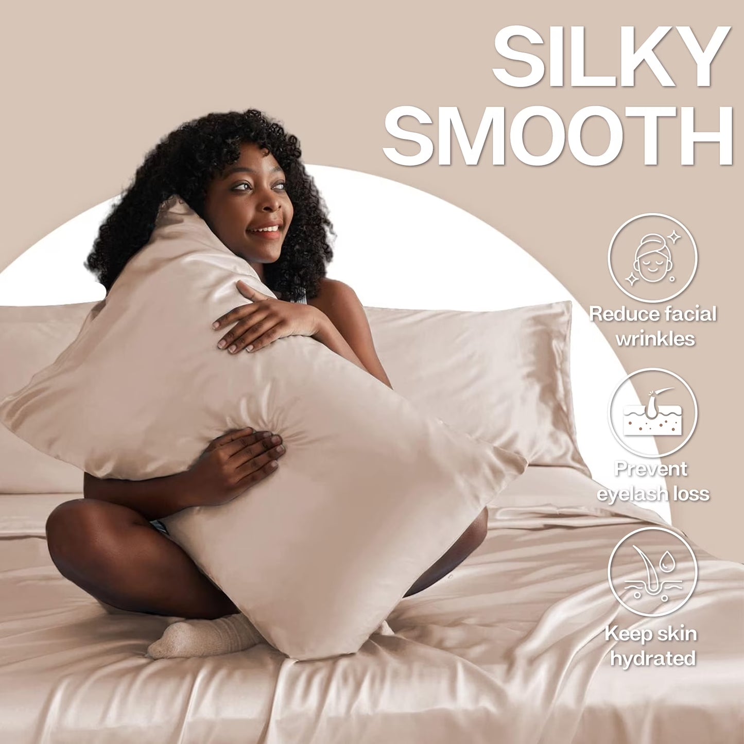 Satin Pillow Case, 20X36 King Size Satin Pillowcase Set of 2, 2 Pack Satin Silky Pillowcase for Hair and Skin, 20X36, Champagne