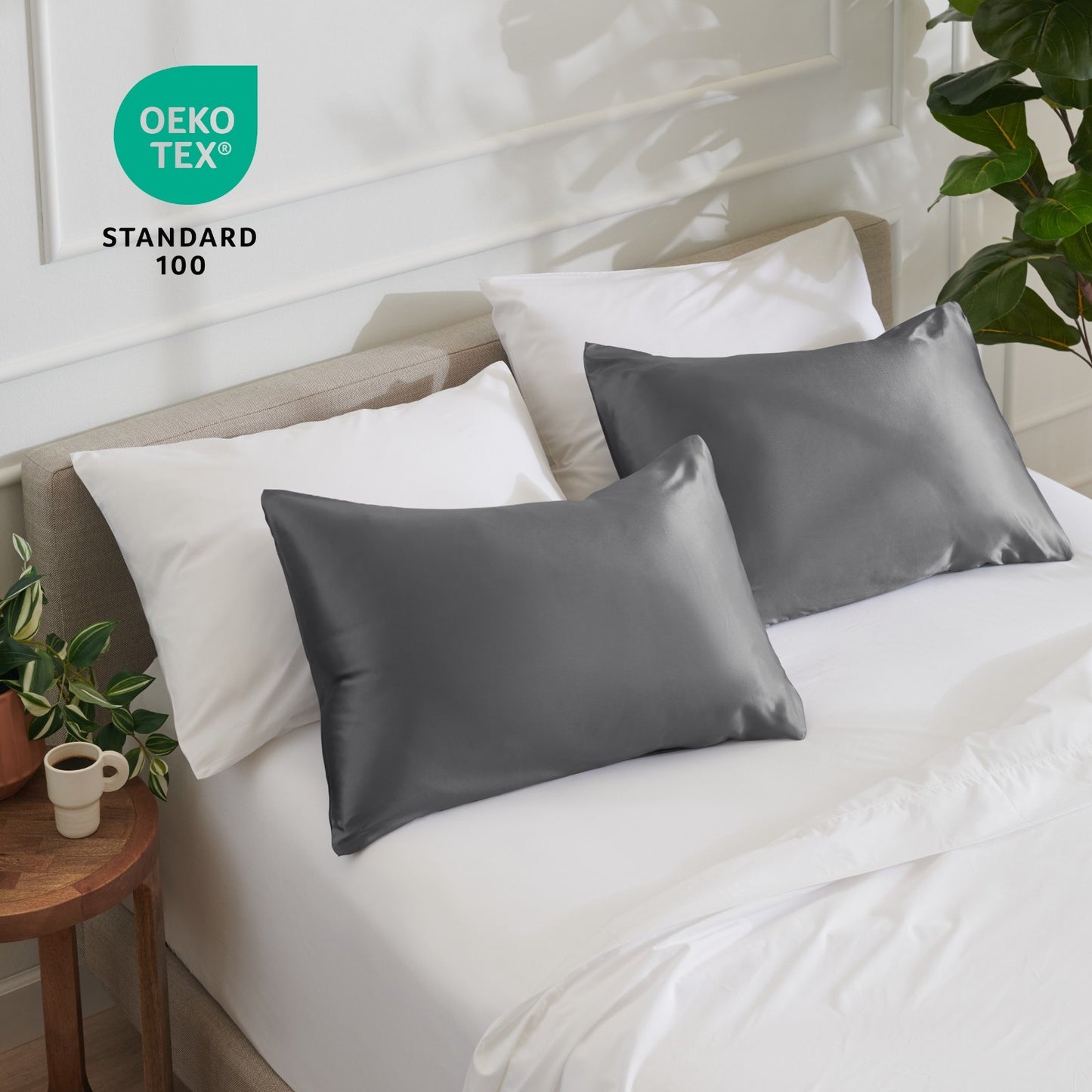 Bare Home Poly Satin Pillowcases for Hair and Skin - 2 Pack - Luxury Pillowcases